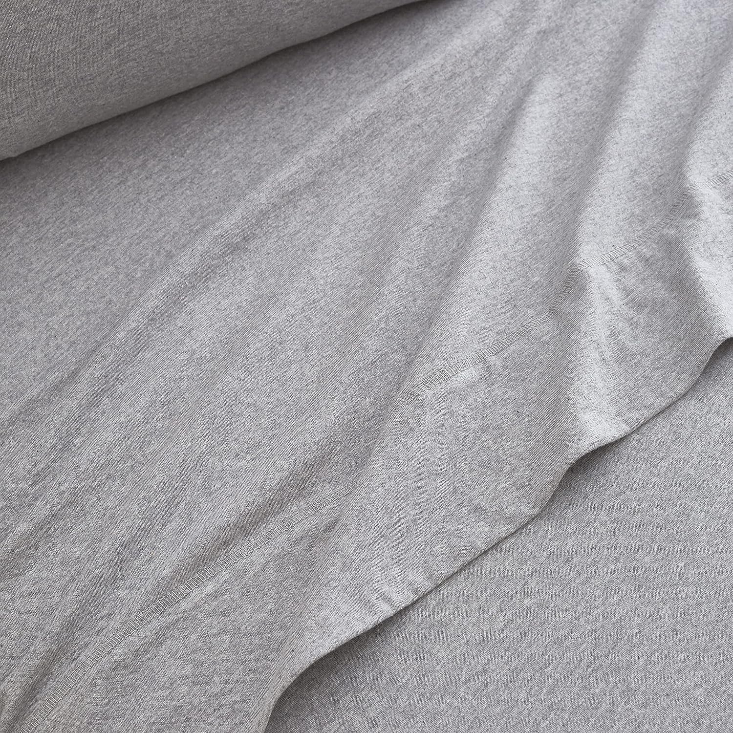 EnvioHome Sábanas de jersey de mezcla de algodón con sábana bajera extra profunda y 2 fundas de almohada, color gris claro