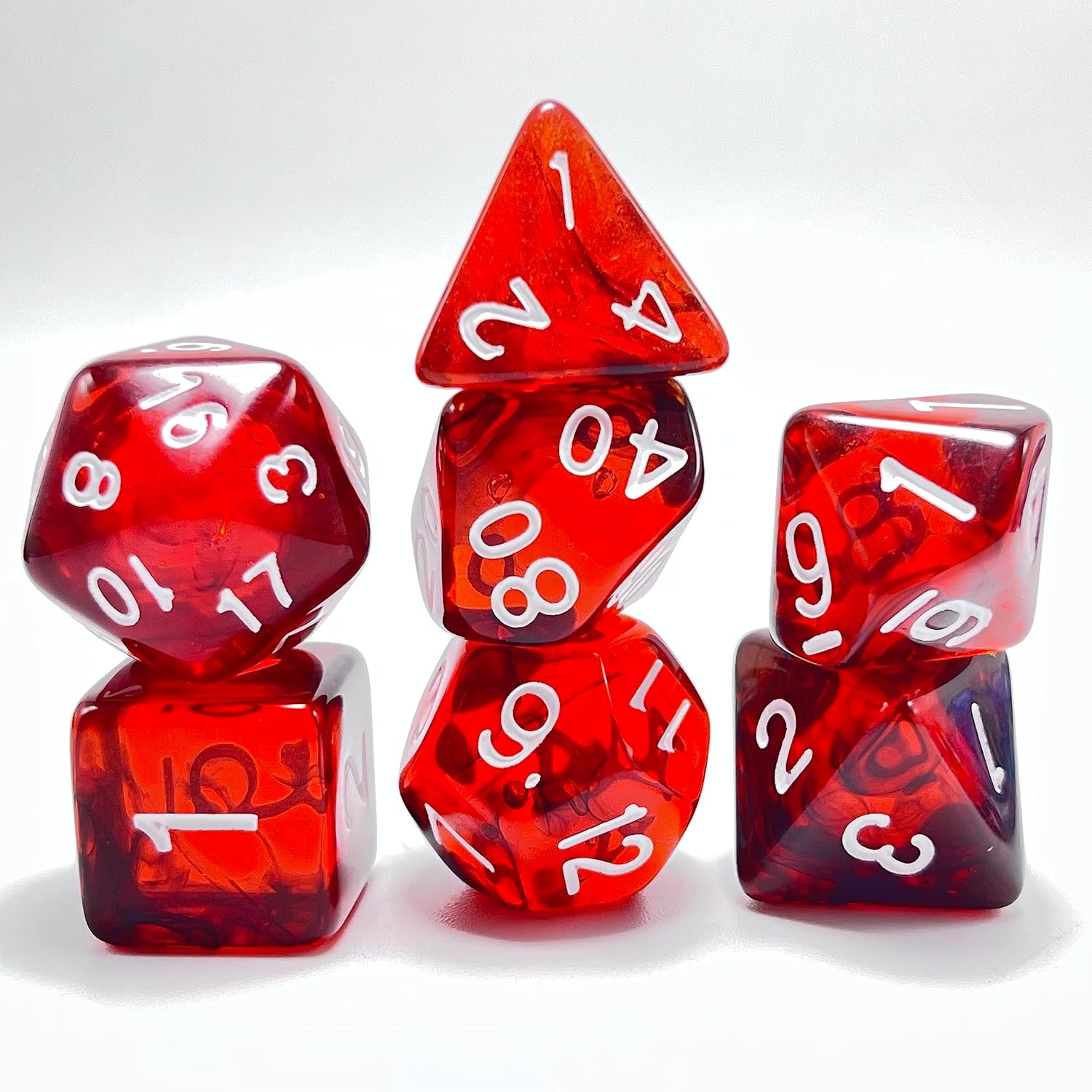 DND – Juego de dados transparentes poliédricos  IDTQ Dungeons and Dragons Purple translúcidos juego de dados RPG MTG juegos de mesa 5 juegos D4 D6