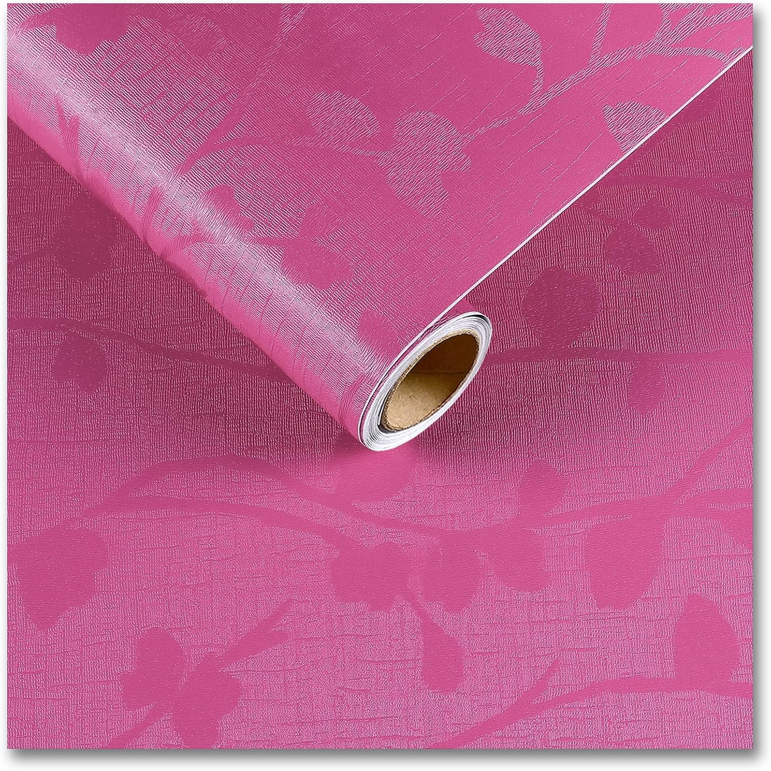 CRE8TIVE Papel tapiz de color rosa para pegar y despegar, papel adhesivo rosa sedoso para gabinetes, impermeable, autoadhesivo, extraíble, papel