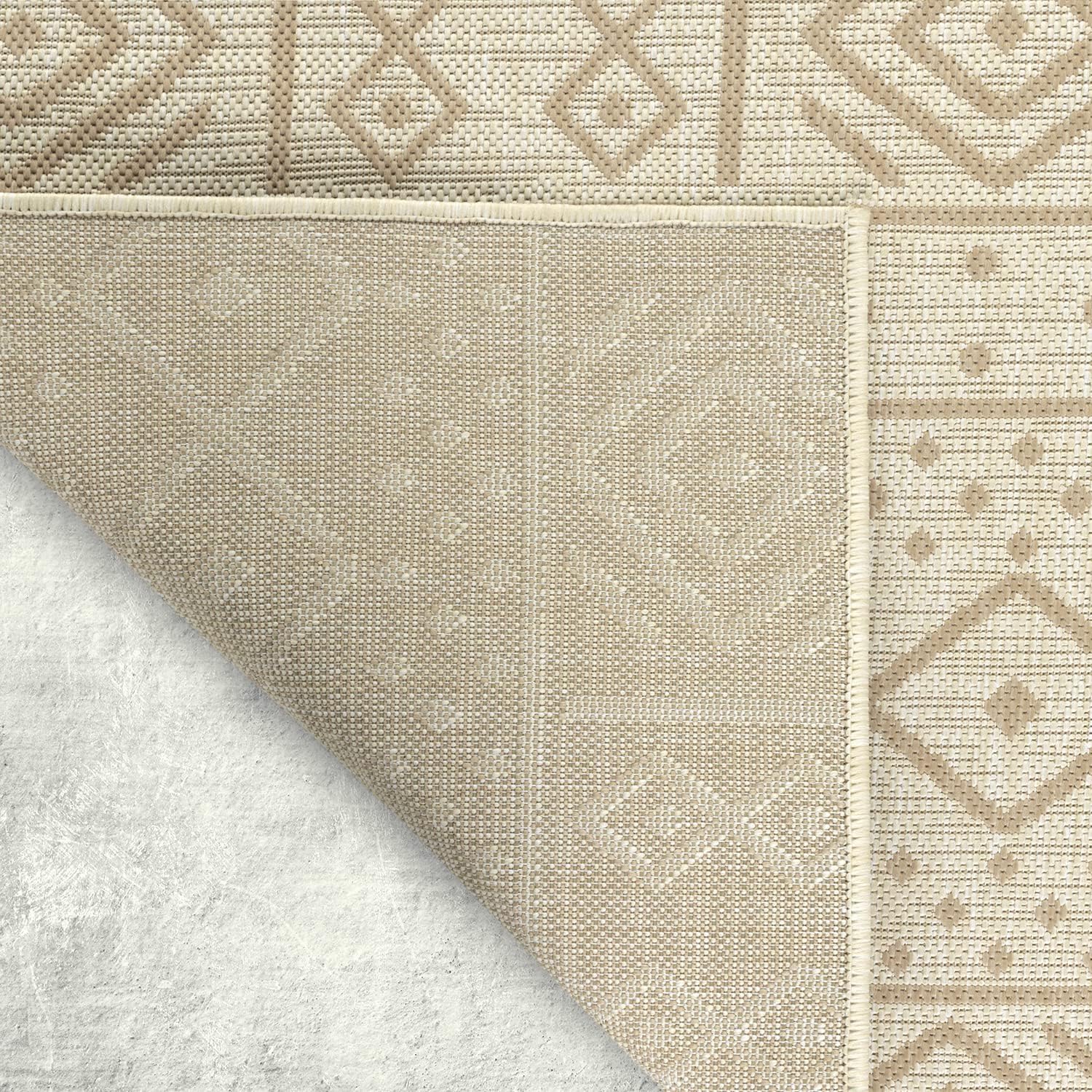 Antep Rugs Patio 5×7 – Alfombra bohemia del suroeste para exterioresinteriores (beige, 5 pies 3 pulgadas x 7 pies 6 pulgadas)