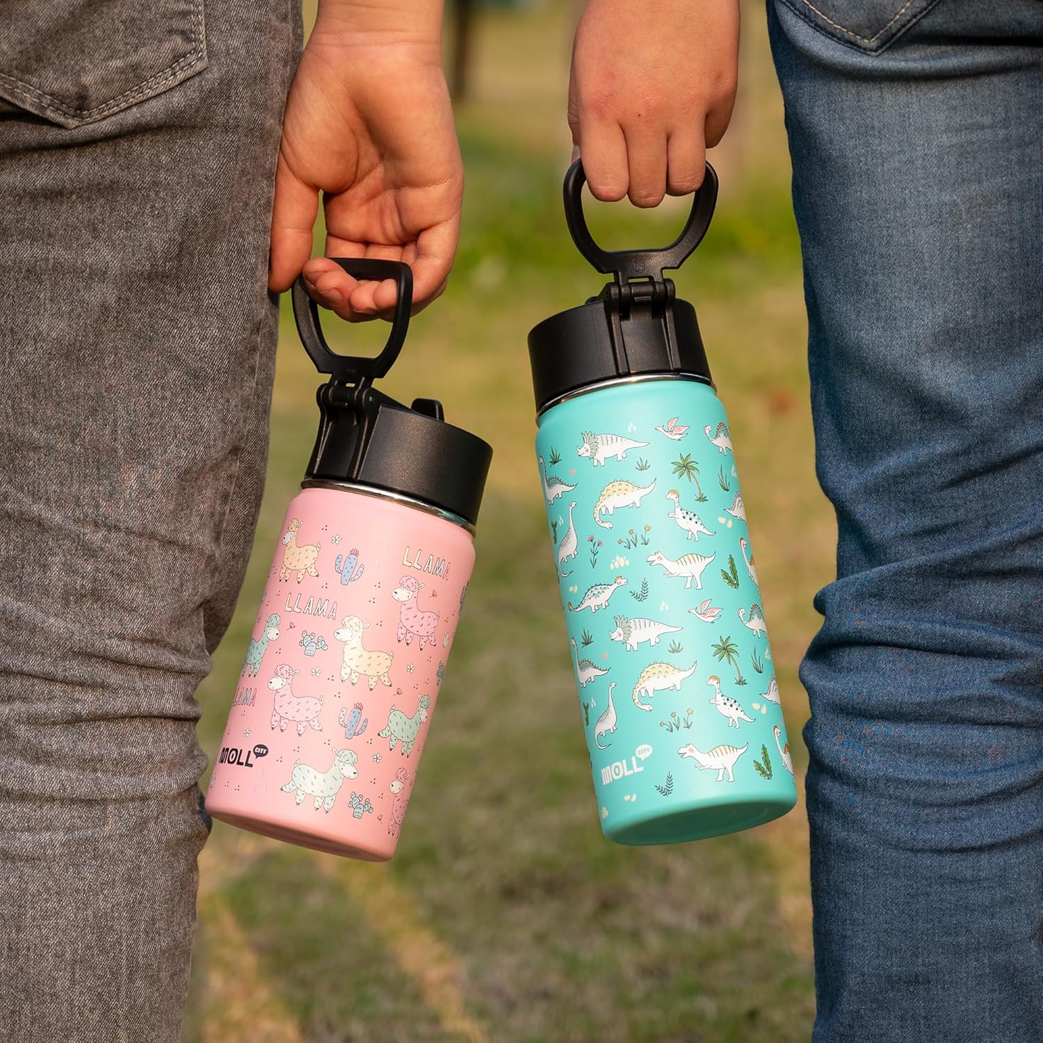 Botella de agua de 12 onzas con pajita, botella de agua deportiva aislada al vacío de acero inoxidable para niños para la escuela, botella de agua