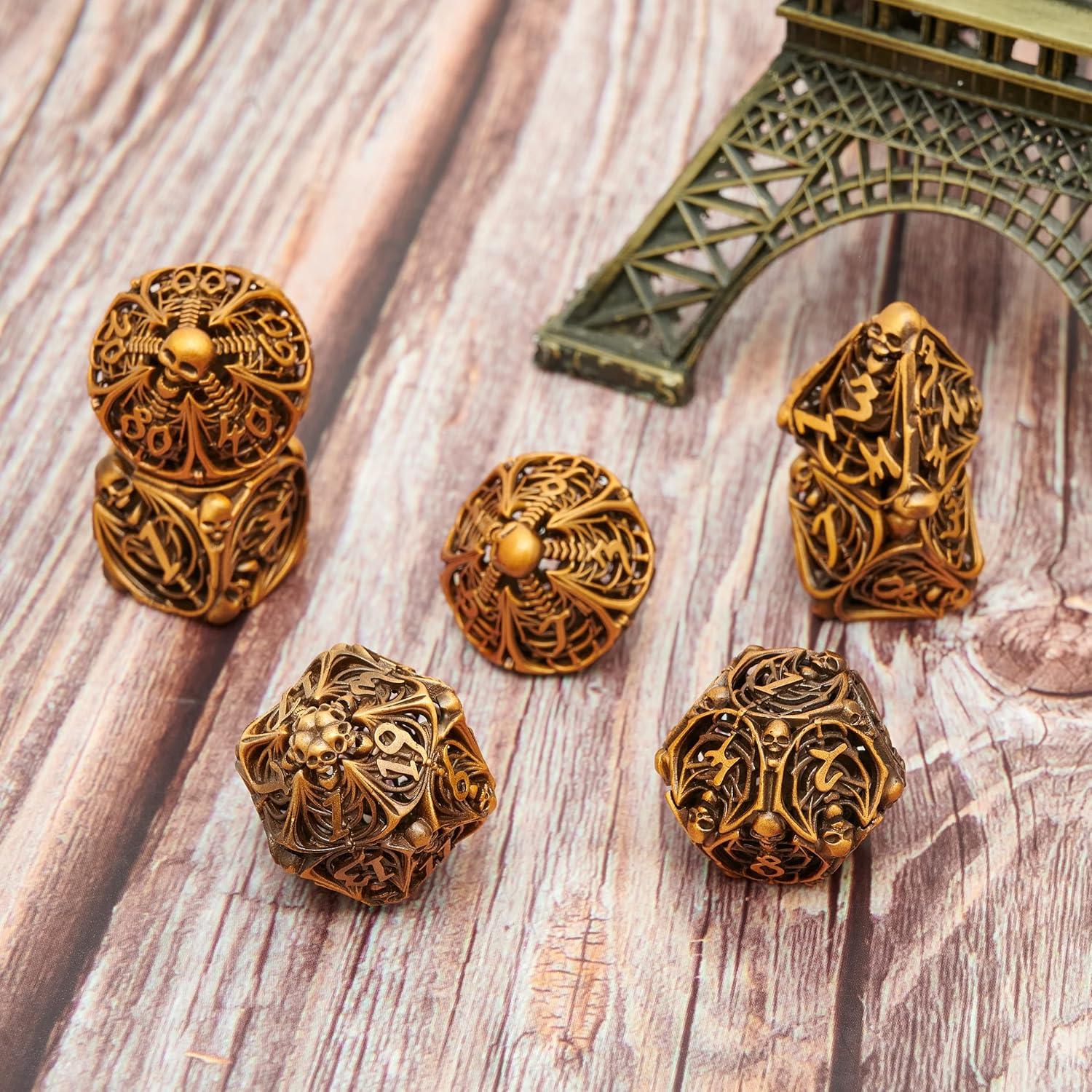 Juego de dados de metal huecos poliédricos de calavera, adecuado para juegos de mesa de Calabozos y Dragones, juego de mesa MTG, D&D Pathfinder