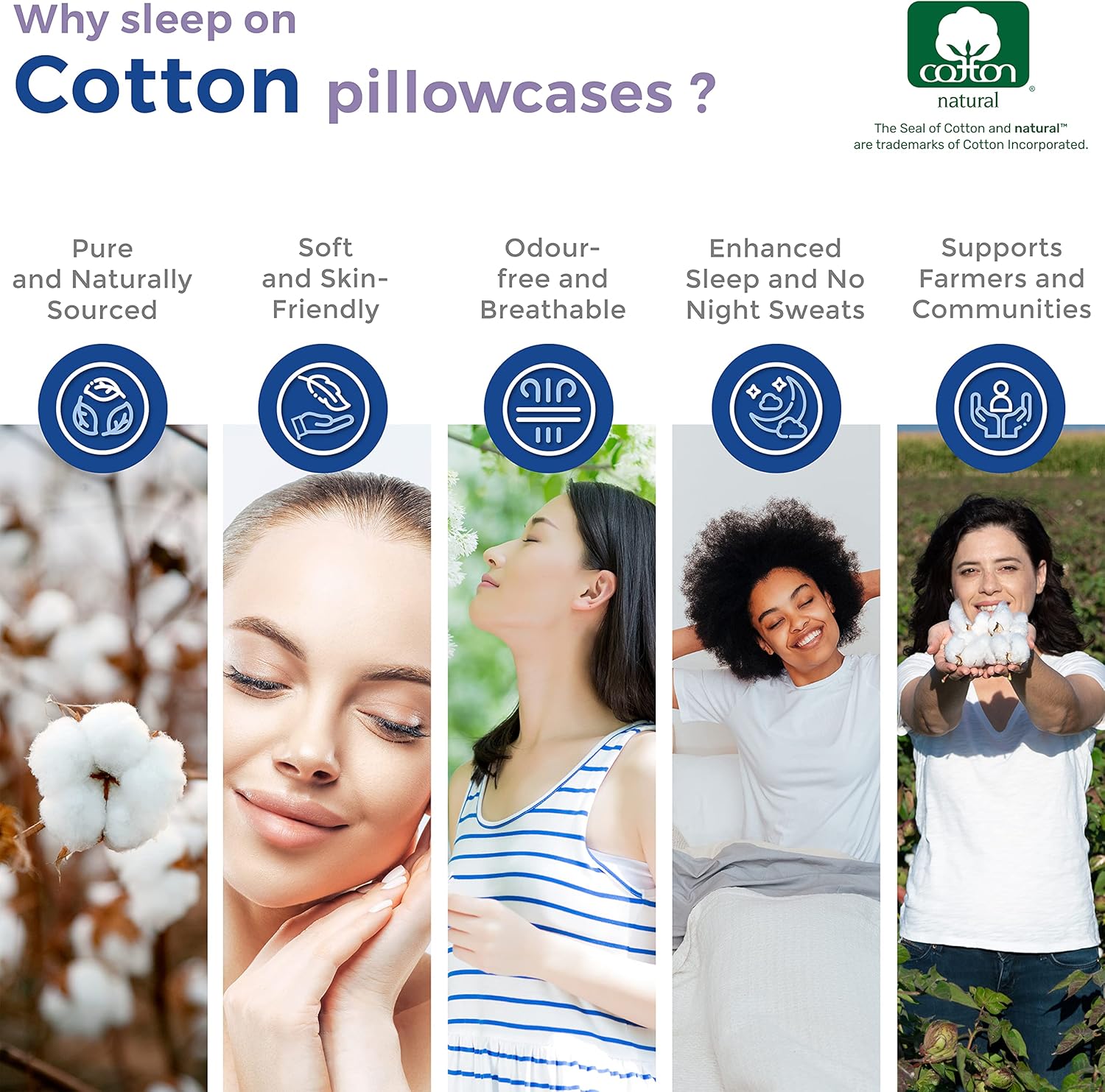 THREAD SPREAD Glee – Fundas de almohada tamaño King, 2 unidades, suaves y lisas, 100% algodón, tejido satinado de 400 hilos, fundas de almohada