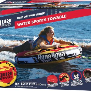 Aqua Tubo remolcable profesional para deportes acuáticos 1-2 jinetes Tubo inflable estilo cubierta AmarilloRojo Aqua Tubo remolcable profesional para deportes acuáticos 1-2 jinetes Tubo inflable estilo cubierta AmarilloRojo