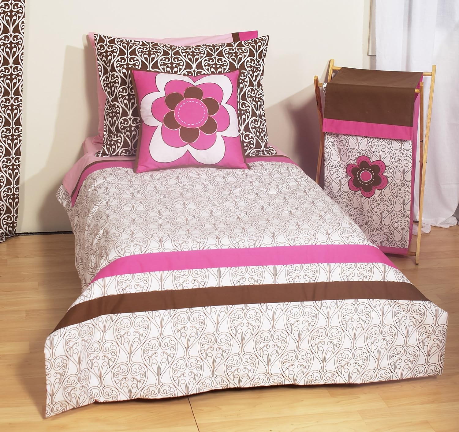 Bacati – Juego de ropa de cama de 4 piezas para niñas y niños pequeños, 100% algodón, incluye edredón reversible, sábana bajera, sábana superior y