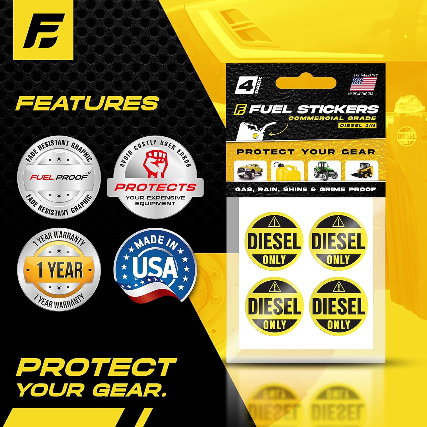 Fuel Stickers – Adhesivo diésel para equipos de energía al aire libre, a prueba de clima, ultra duraderas, multiusos, etiquetas de combustible de 1