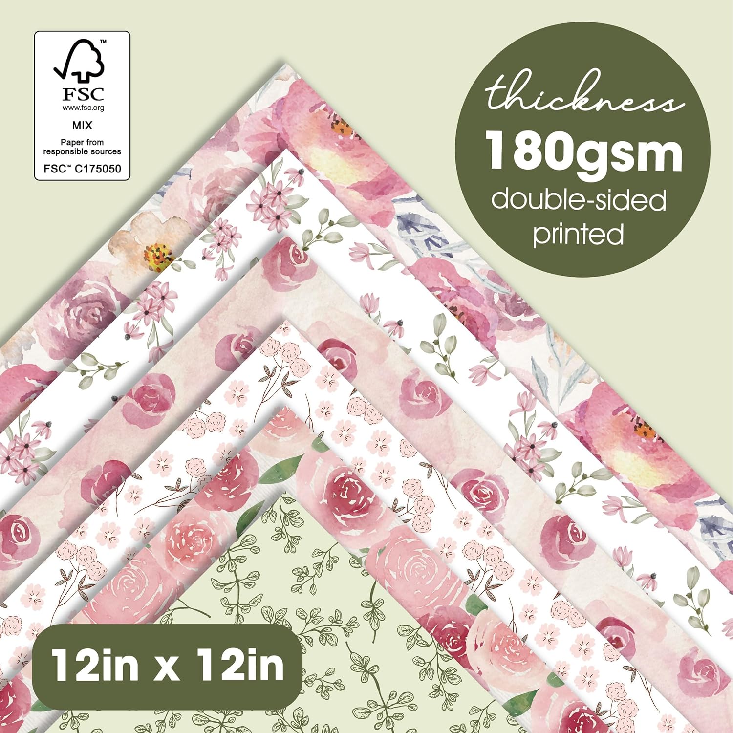 Spring Vintage – Paquete de bloc de papel de doble cara de 12 x 12 pulgadas, 36 hojas, para hacer tarjetas, planificador, decopage, suministros
