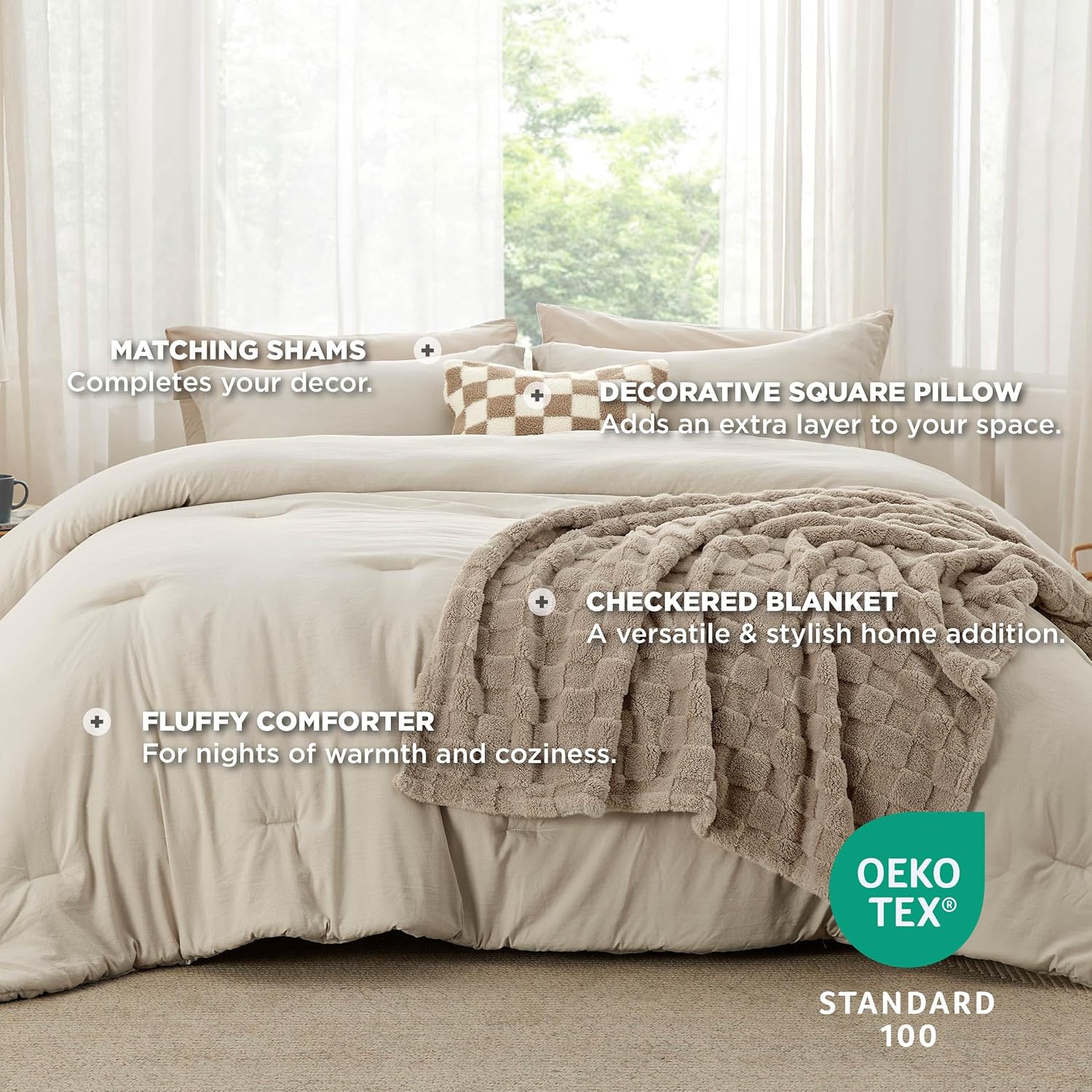 Bedsure Juego de edredón tamaño King de 7 piezas, juego de edredón tamaño King de 5 piezas.