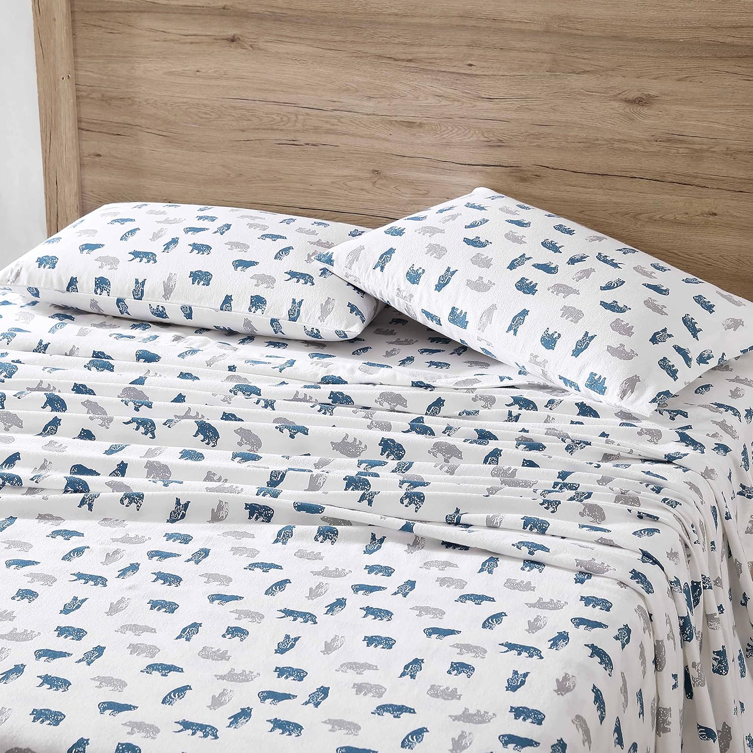 Eddie Bauer – Juego de sábanas de tamaño individual XL, de franela de algodón, cepillado para mayor suavidad, acogedora decoración para el hogar
