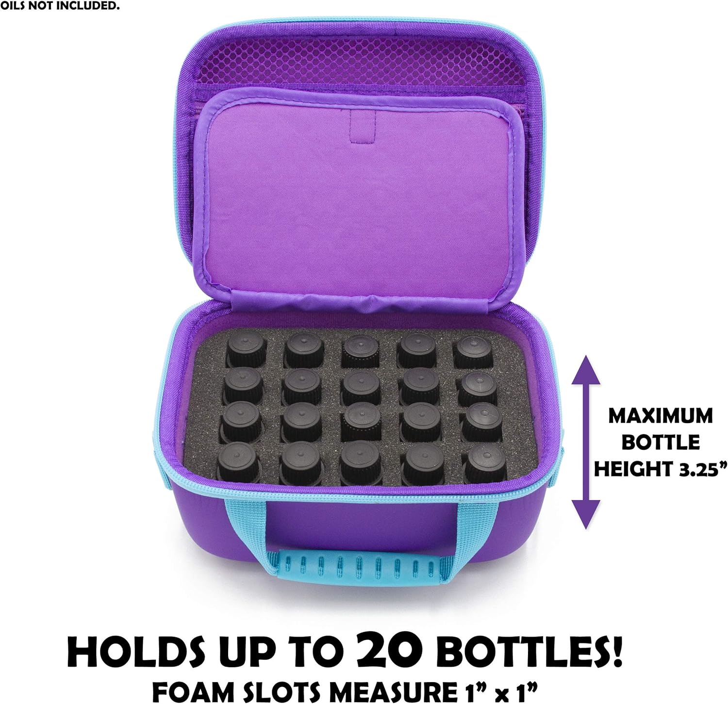 CASEMATIX Estuche de aceite esencial para transportar 20 botellas individuales de 0.2 fl oz, 0.39 onzas líquidas y 0.5 onzas líquidas, bolsa de