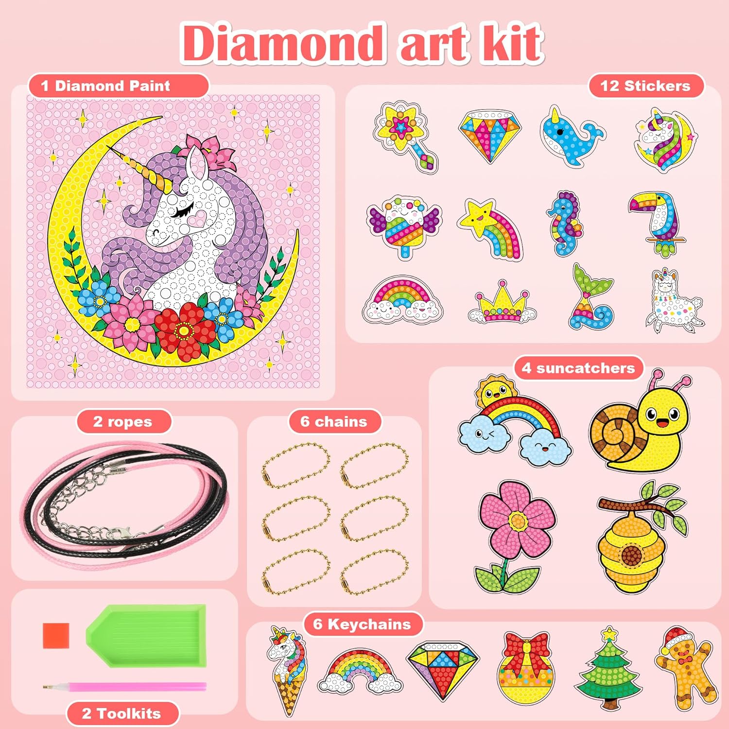 Libfx Kits de pintura de diamantes para niños, artes y manualidades para niños y niñas, ideas de regalo para niños de 8 a 12 años, 6 a 8 años,