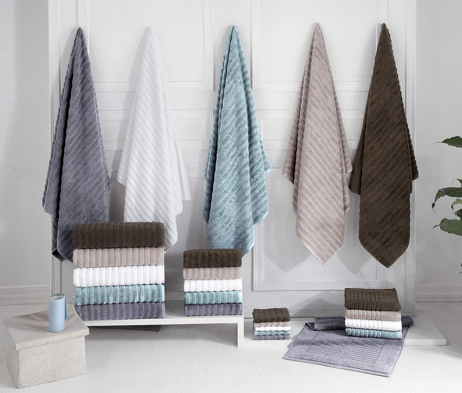 Classic Turkish Towels – Juego de 6 toallas de lujo – 2 toallas de baño, 2 toallas de mano y 2 toallas pequeñas, 100% algodón turco, toallas de