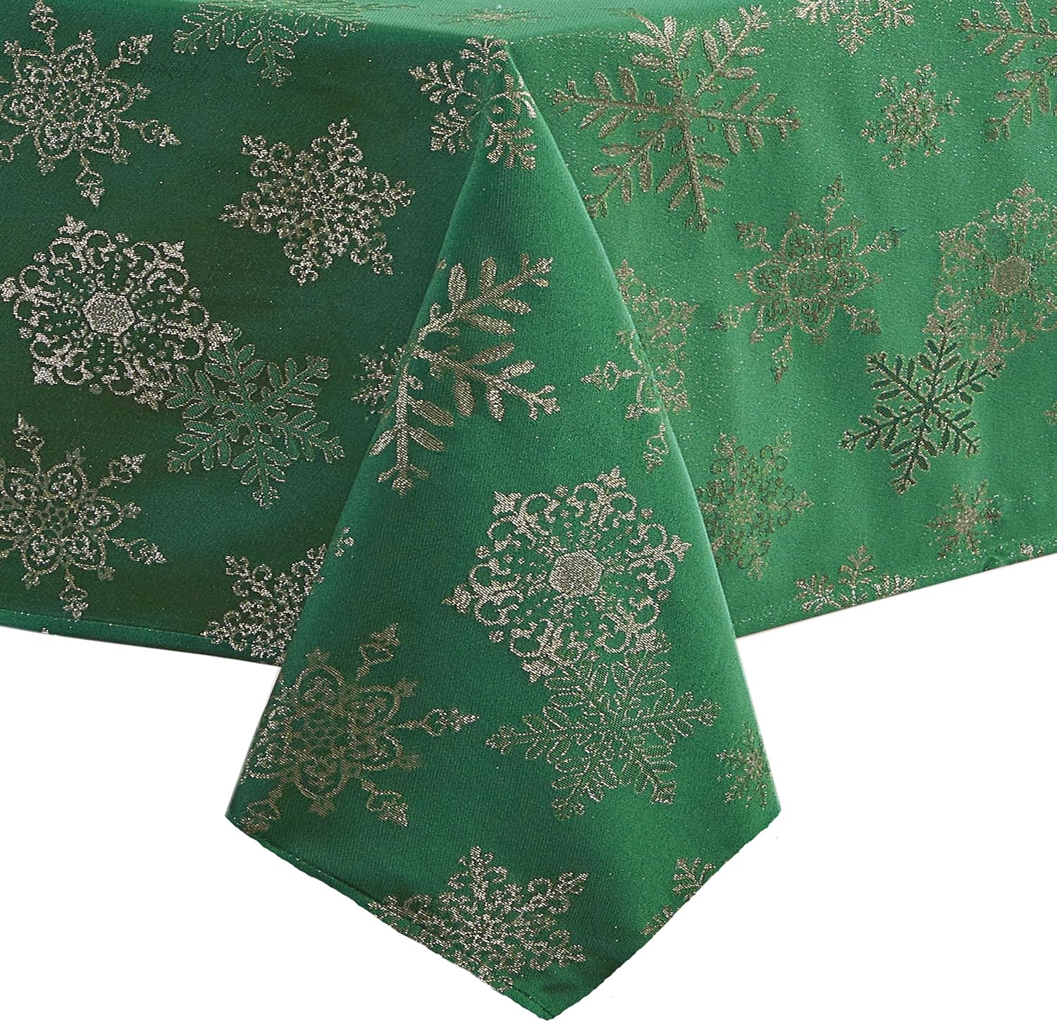 Newbridge Fancy – Mantel navideño de tela resistente a la suciedad, copos de nieve brillantes, lúrex tejido de fácil cuidado, cuadrado de 52 x 52