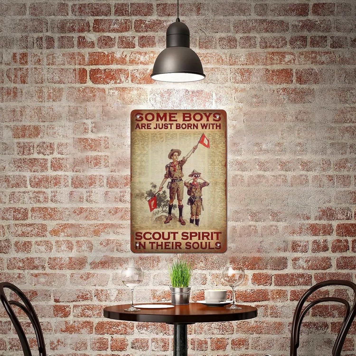Póster de metal con texto en inglés Some Boys are Just Born with Scout Spirit in Their Souls de aluminio para el hogar, bar, cocina, cafetería,