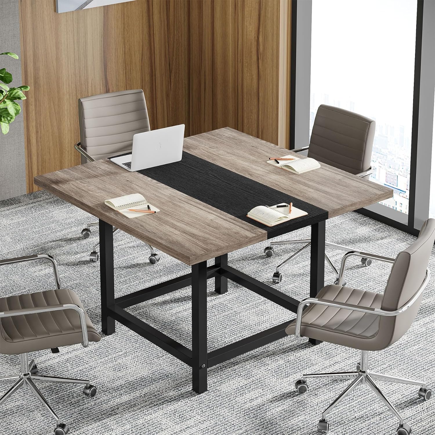 Tribesigns Mesa de comedor cuadrada para 4 personas, casa de campo de 39.4 x 39.4 x 29.5 pulgadas, mesa de cocina de madera, mesa de comedor