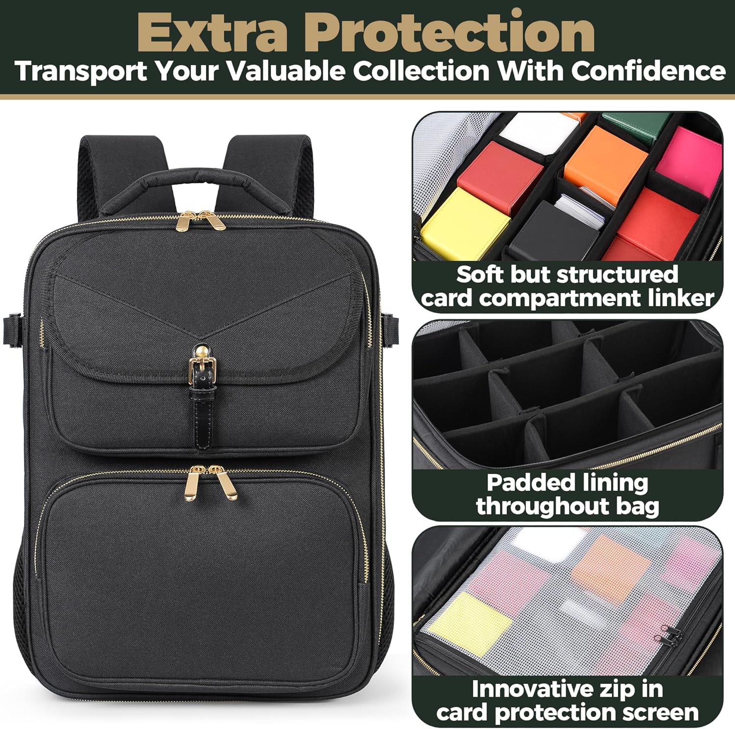Mochila de juego de cartas, almacenamiento personalizable de MTG, organizador de tarjetas coleccionables y estuche de tarjetas mágicas, bolsa