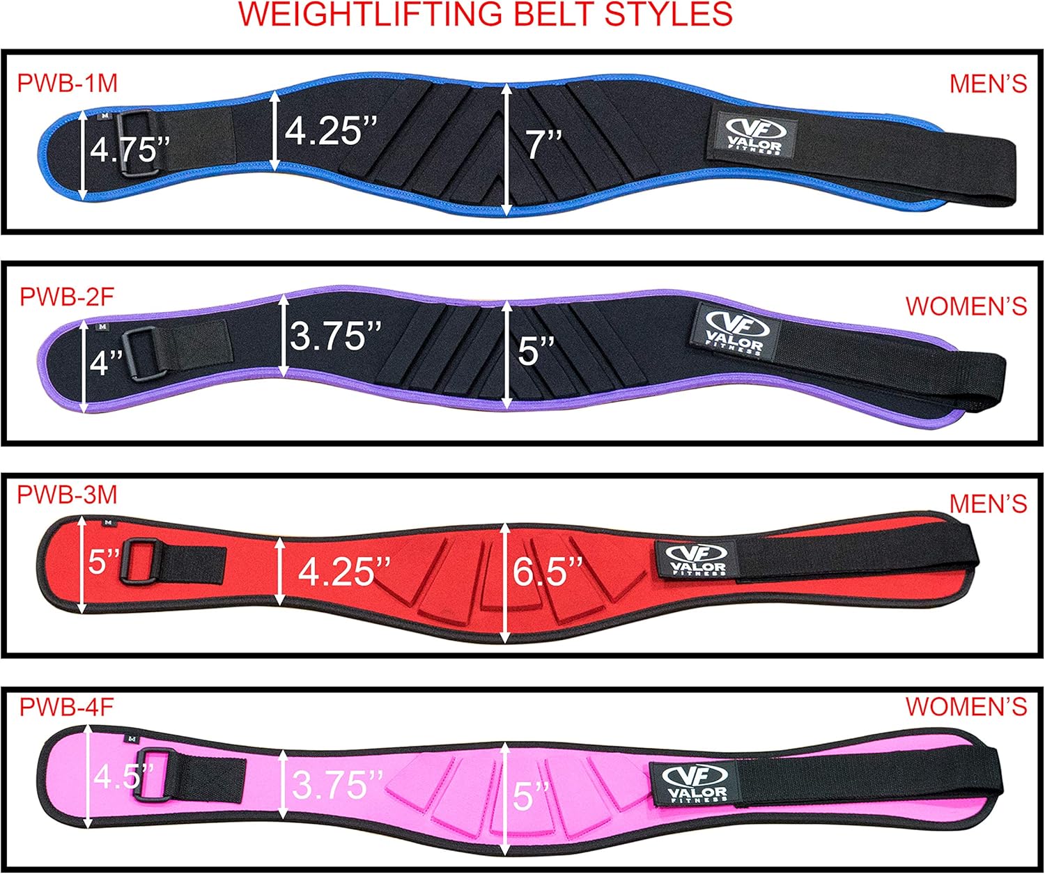 Valor Fitness PWB – Cinturón de levantamiento de pesas para mujer, soporte de espalda y protección contra lesiones para entrenamiento cruzado,
