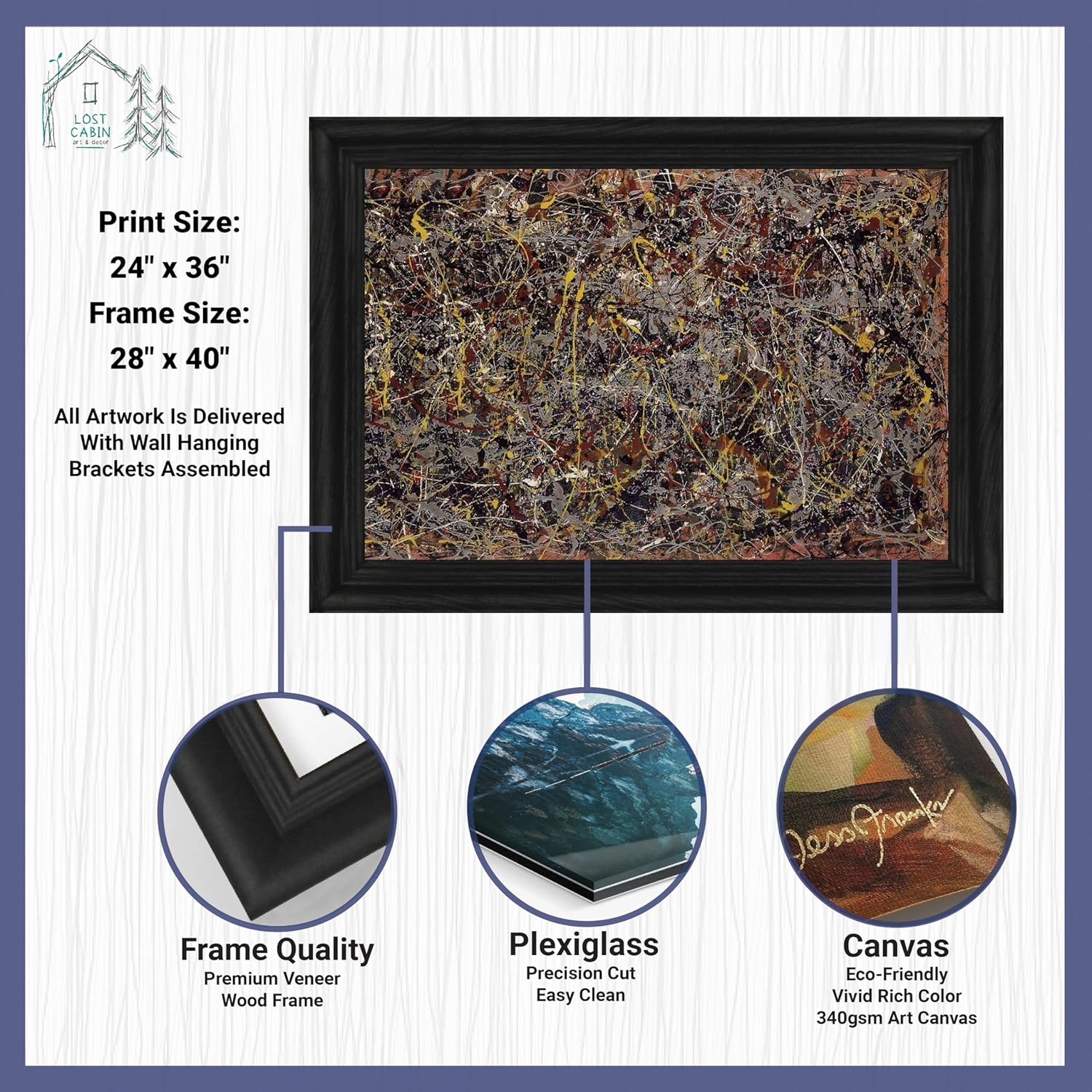 Número 5 1948 de Jackson Pollock – Lienzo enmarcado para decoración de pared, lienzos y pósteres de reproducción de pintura fina  Impresión de