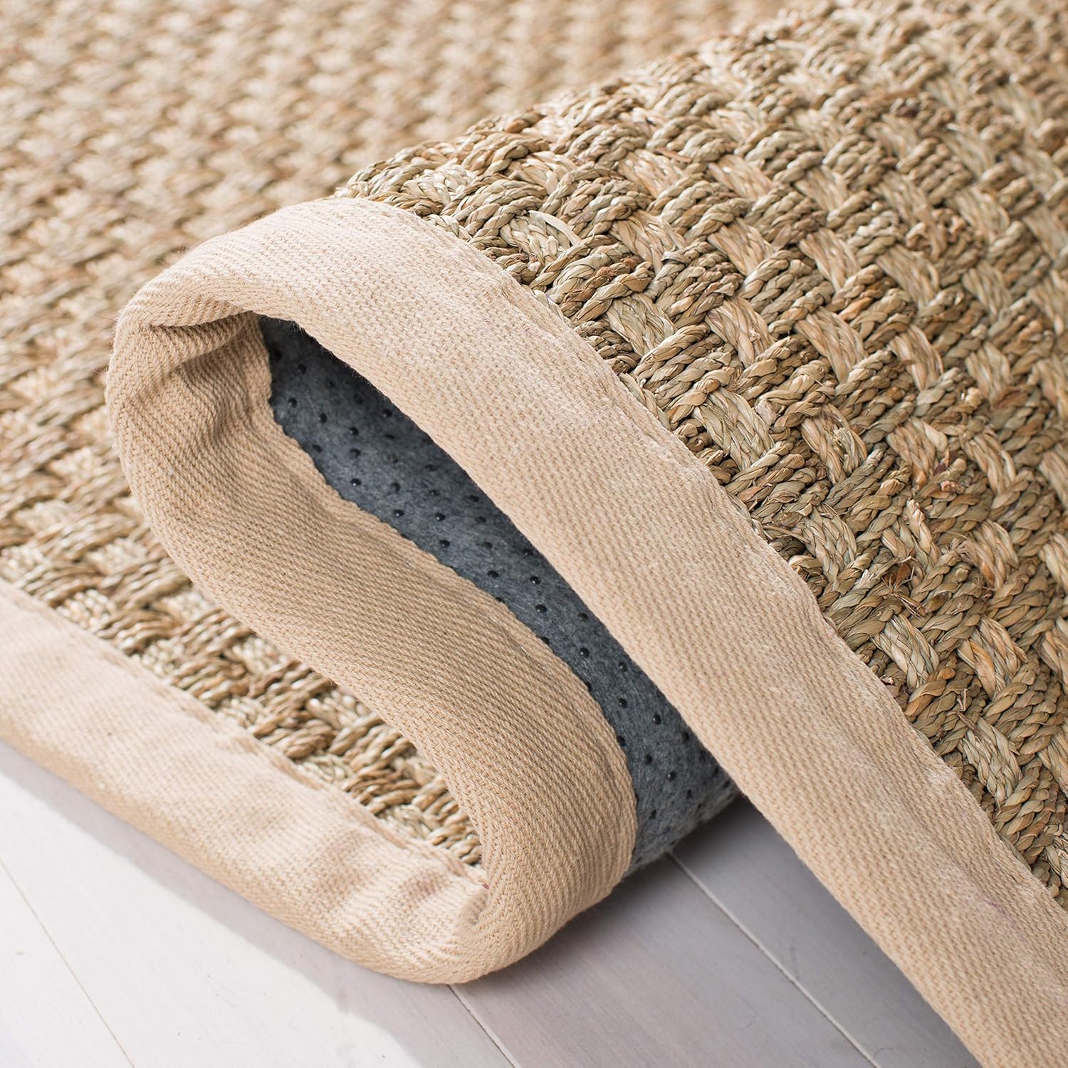 Safavieh NF114A Natural Fiber Collection – Alfombra de fibras naturales de patrón trenzado, varios colores (5 x 8 pies), Fibras naturales, beige,