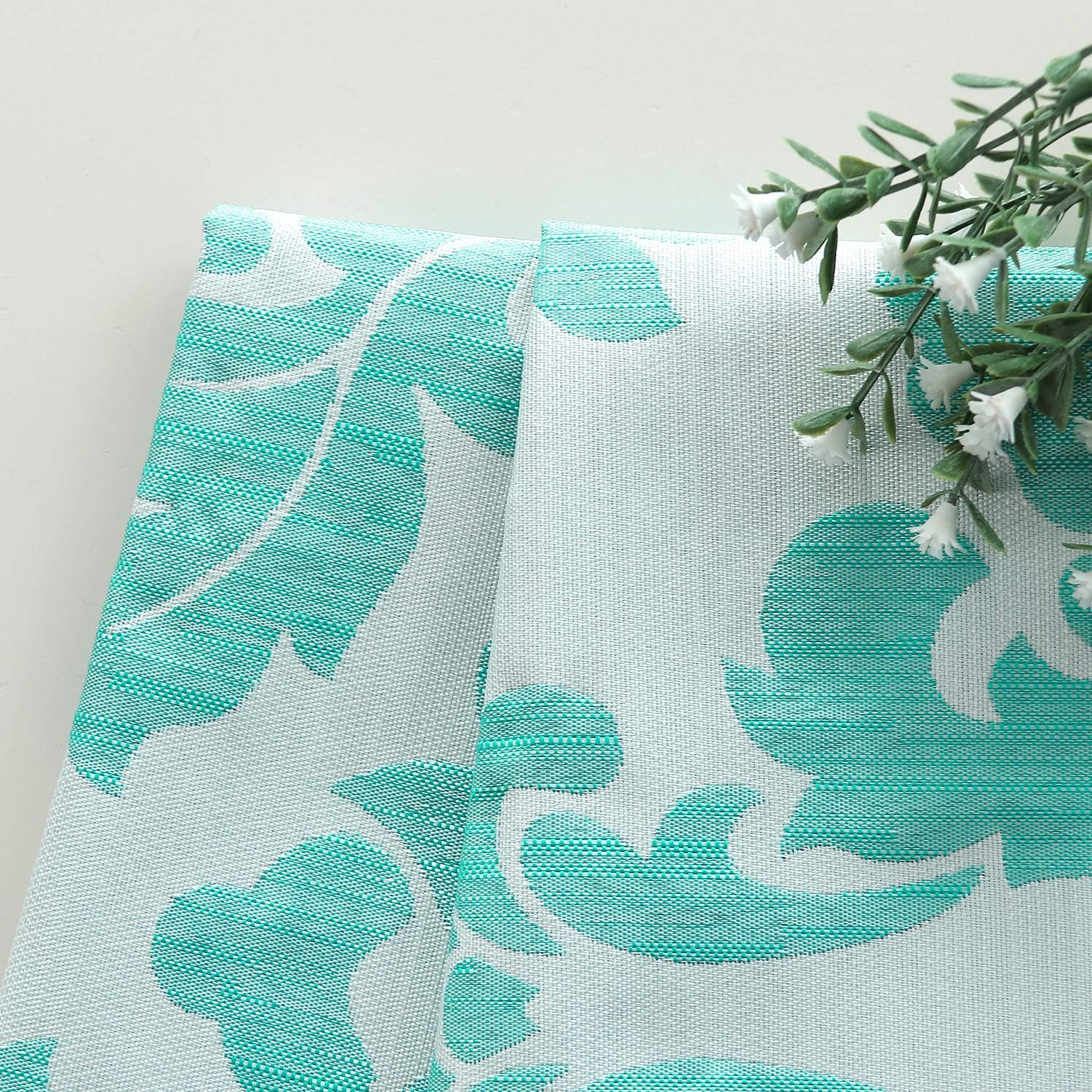 Hiasan – Cortinas opacas 100 % de tela de jacquard con revestimiento térmico., Poliéster & Mezcla de poliéster, Verde Aqua
