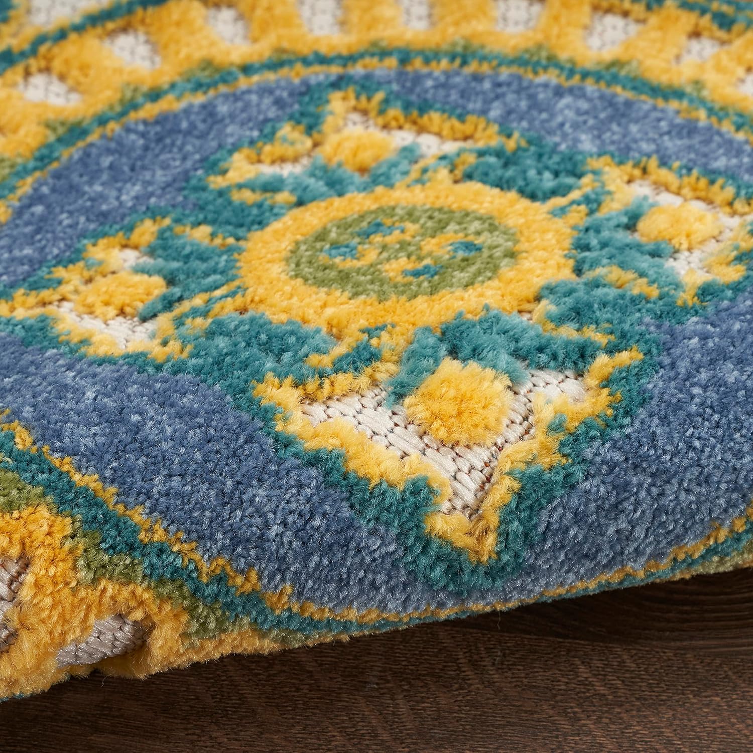 Nourison Aloha – Alfombra de área para interiores y exteriores, 3 pies 6 pulgadas x 5 pies 6 pulgadas, fácil limpieza, no se desprende, para