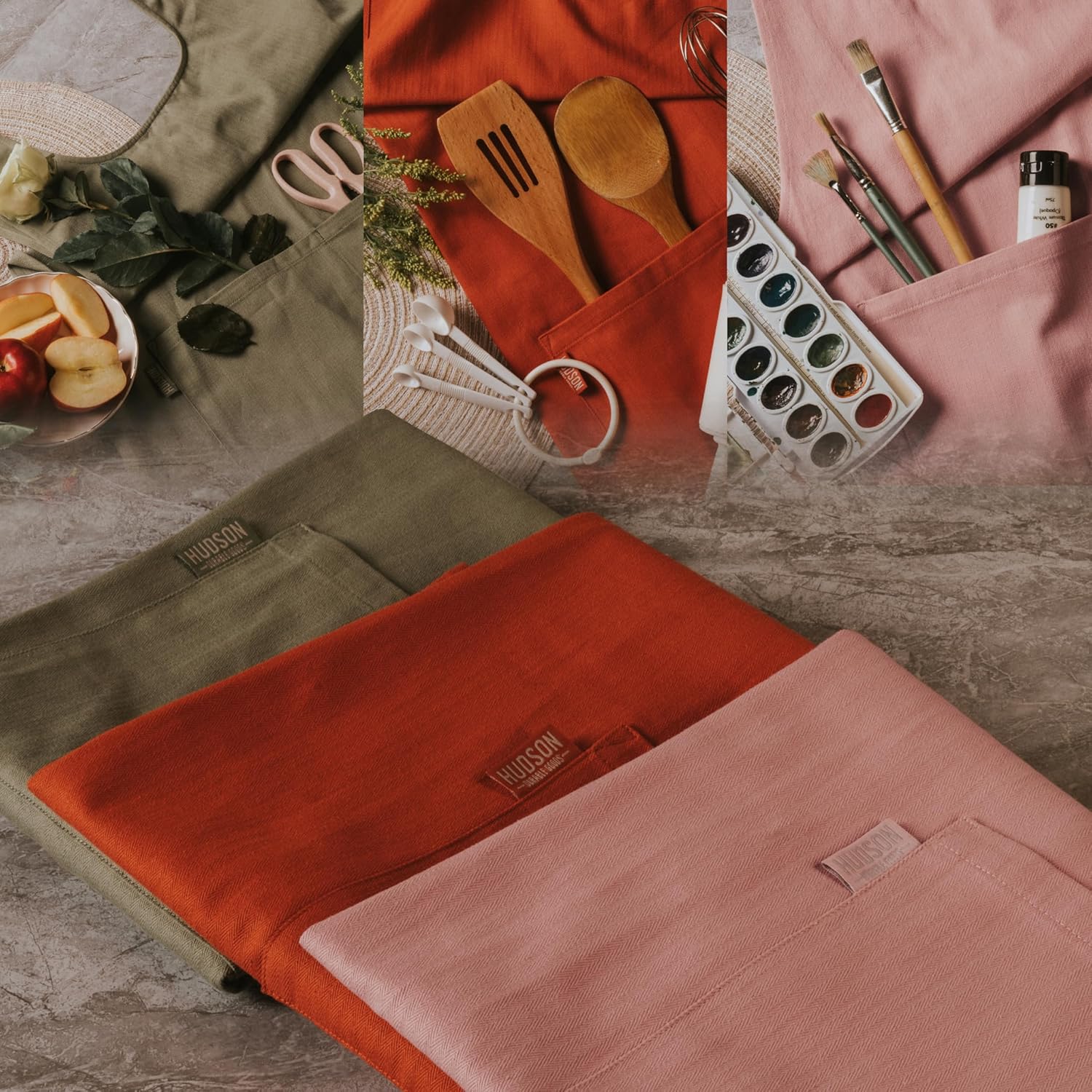 Hudson Durable Goods Delantal de algodón con espalda cruzada para mujer, delantal cruzado sin costuras