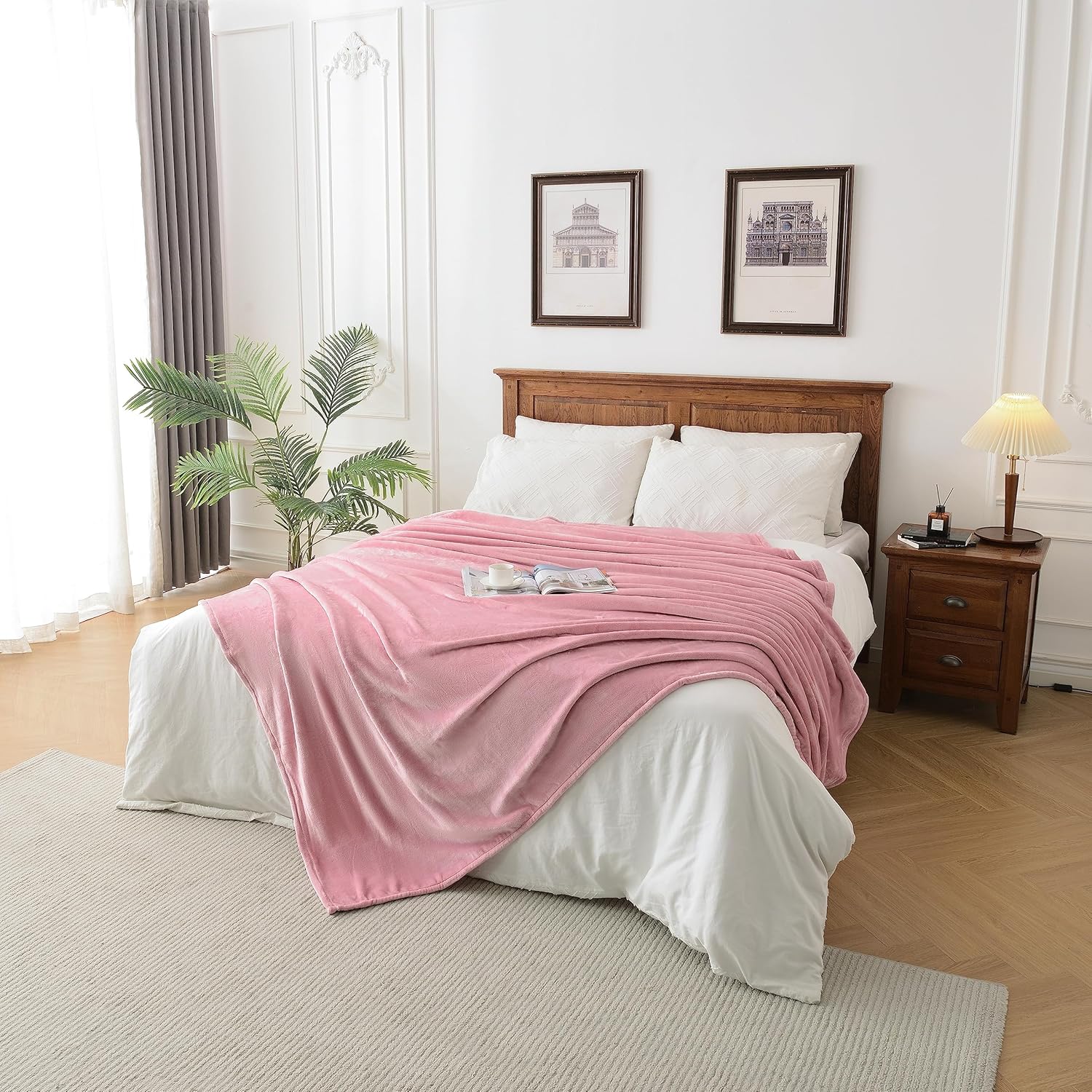 Kingole Manta de microfibra de franela afelpada. Suntuosa. Peso ligero. Acogedora. Para la cama o el sillón. Supersuave y cálida, en colores lisos.