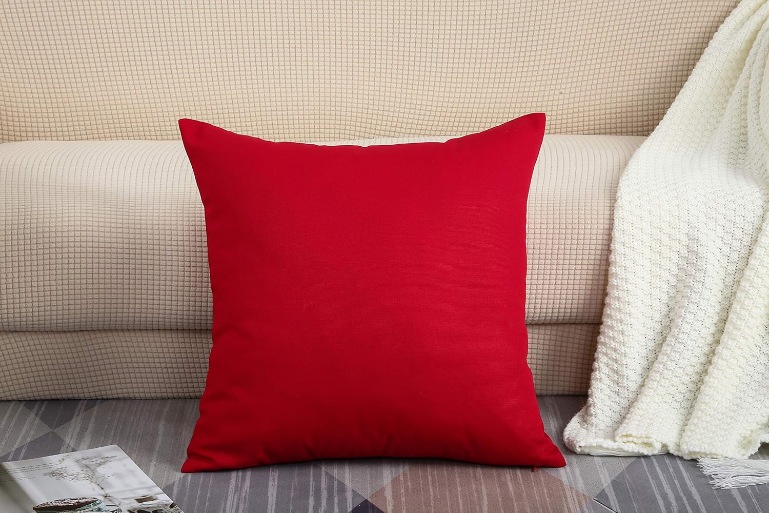 TangDepot – Funda de almohada hecha a mano 100% lona de algodón, Algodón, Rojo (Christmas Red)