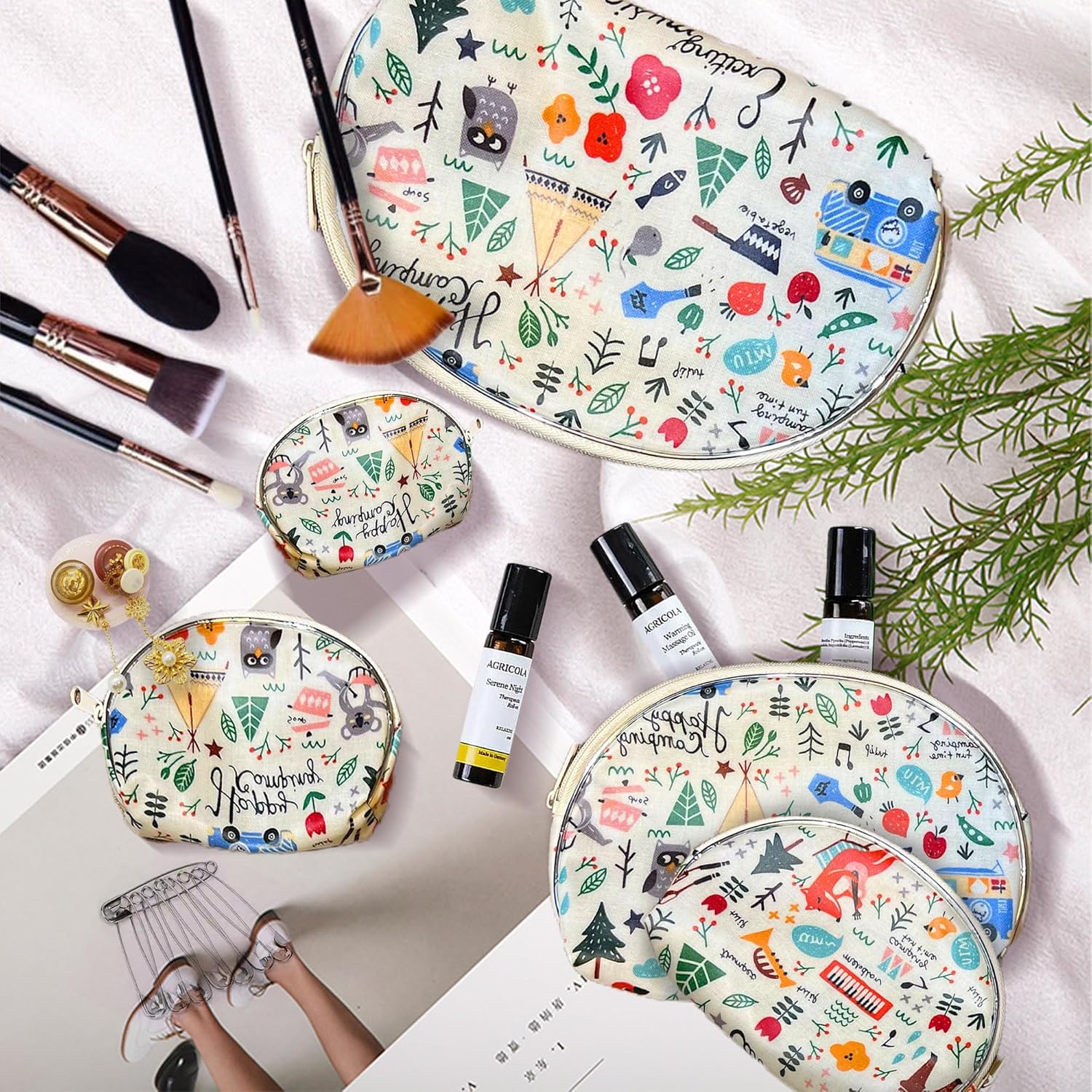 Juego de 5 bolsas de cosméticos para mujer, bolsa de maquillaje, bolsa con cremallera, accesorios organizador para viajes, Color 1