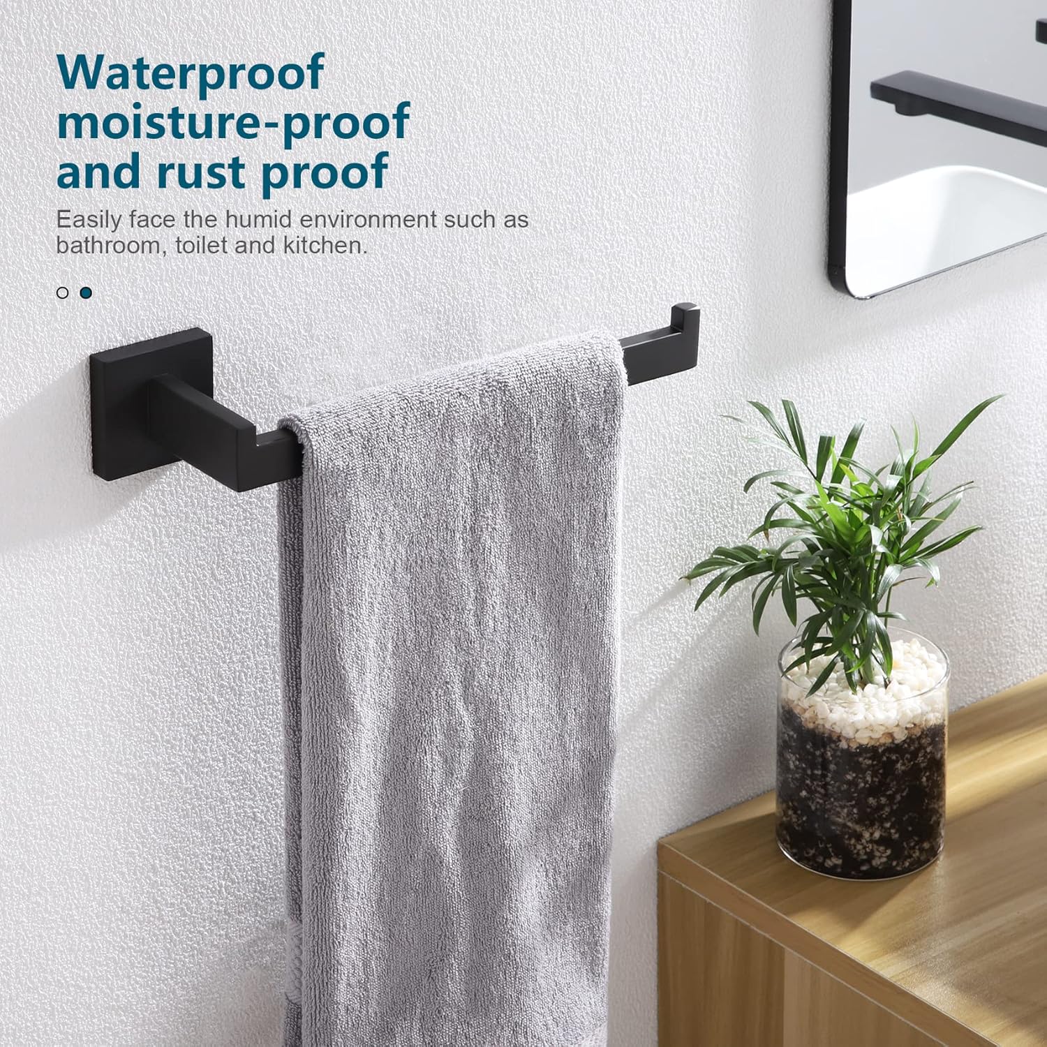 KOKOSIRI Soporte para rollo de papel higiénico, barra de toalla de baño, soporte para toallas de mano, negro mate B2003BK+B3003BK