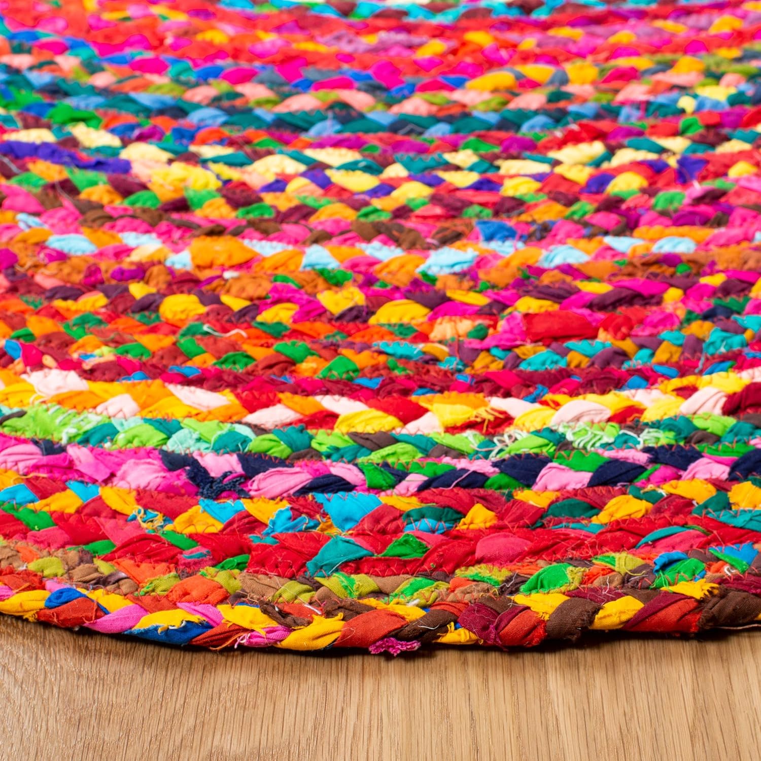 Tapete Safavieh trenzado, colección BRD210A, rojo y multicolor, para corredor, Algodón, Rojo, multi color