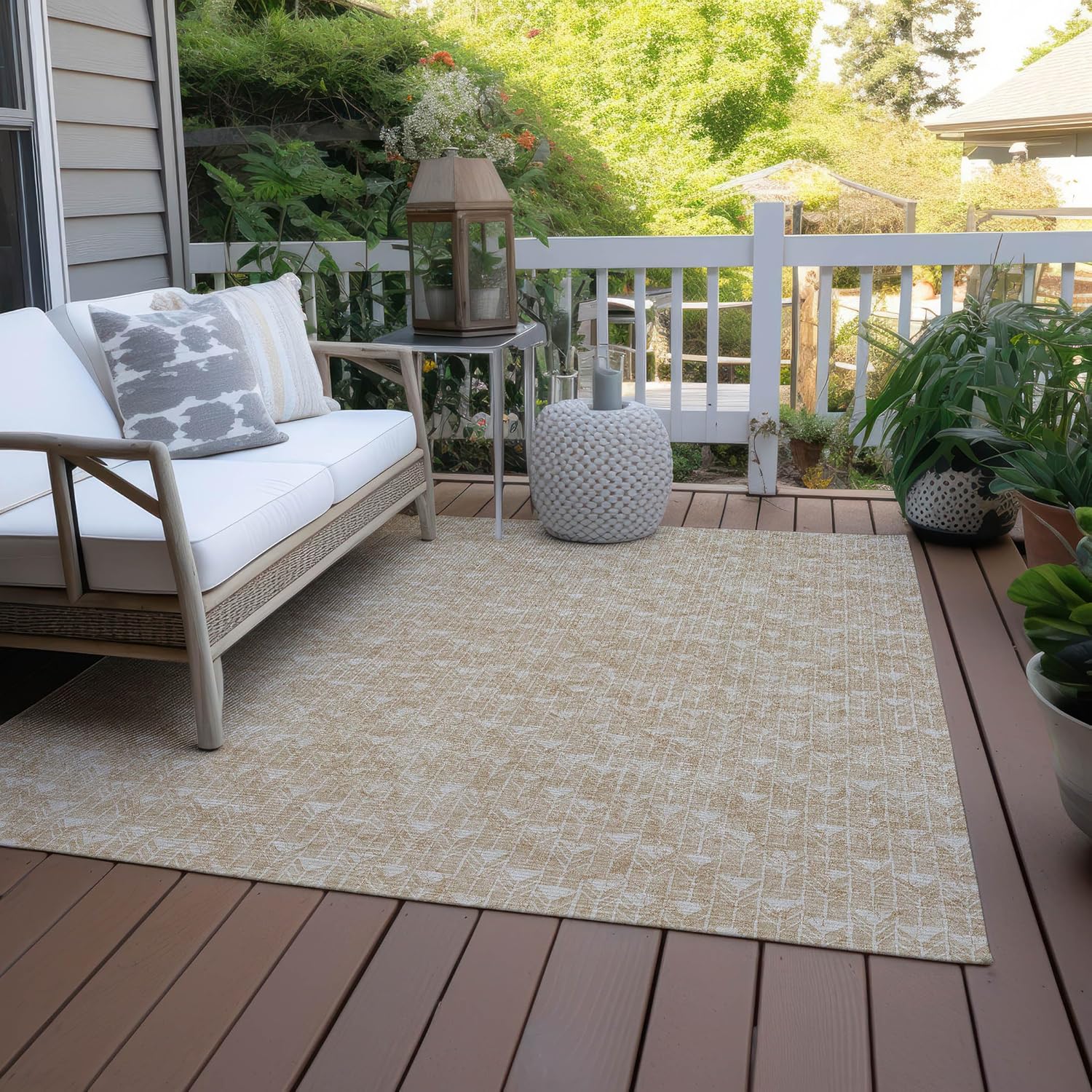 Chantille ACN514 – Alfombra beige de 3 x 5 pies, resistente a las manchas, lavable a máquina, no se desprende, para dormitorio, sala de estar,