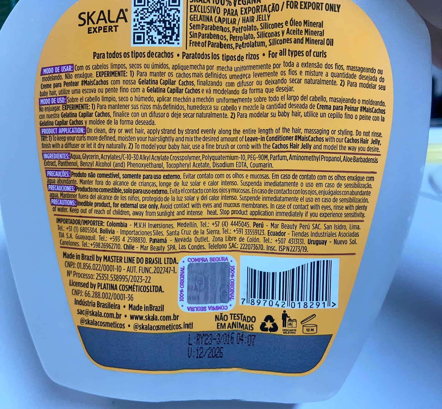 SKALA – Linha Expert – Gelatina Capilar Cachos 1000 Gr – (Colección Expert – Red de gelatina para rizos para el cabello 35.2 Oz)