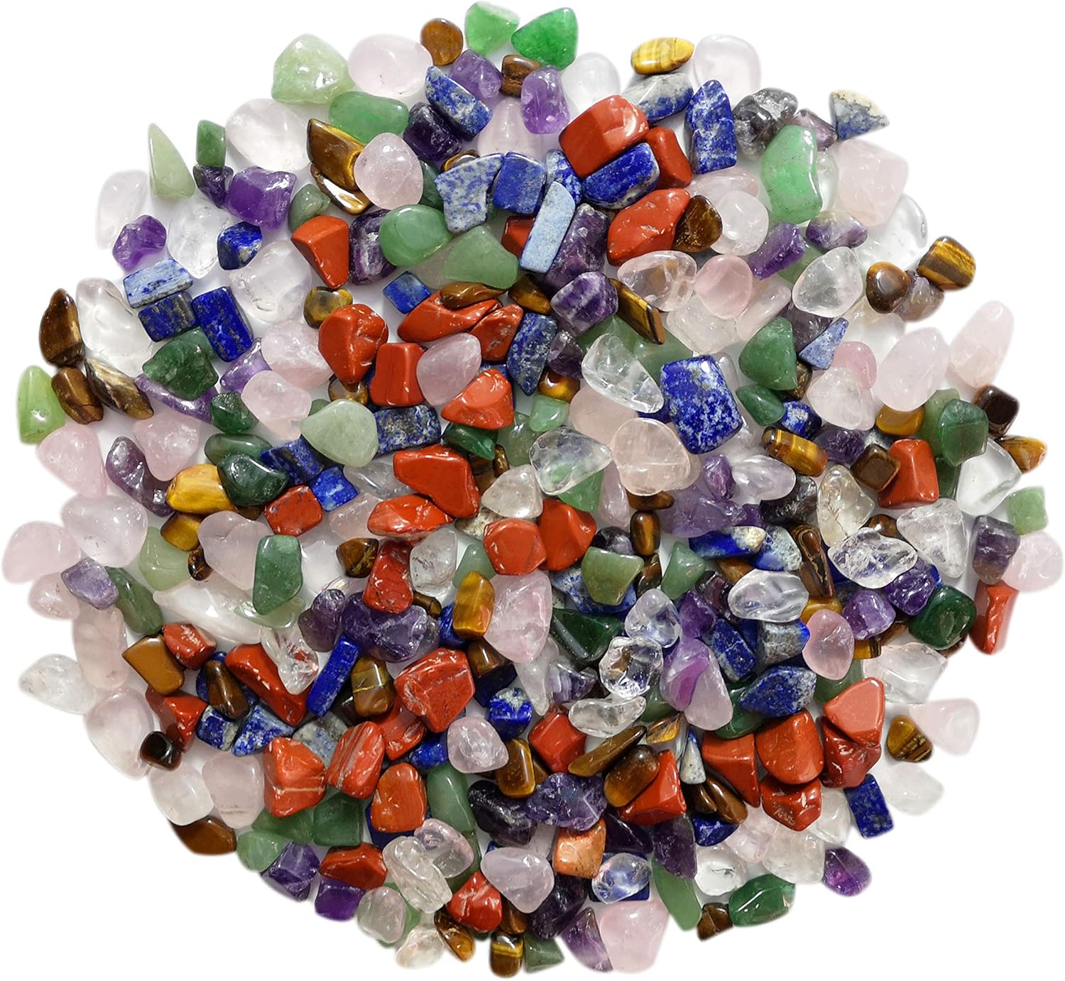 Cristal natural 7 piedras de chakra de cuarzo rosa, amatista, lapislázuli, jaspe, jade, ojo de tigre para sanación de energía de cristal,