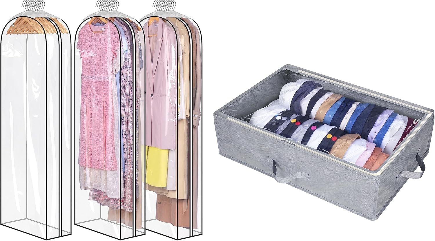 AOODA Bolsas de vestir reforzadas de 10 pulgadas para vestidos largos, caja de almacenamiento grande para gorras de béisbol, paquete de 2 artículos