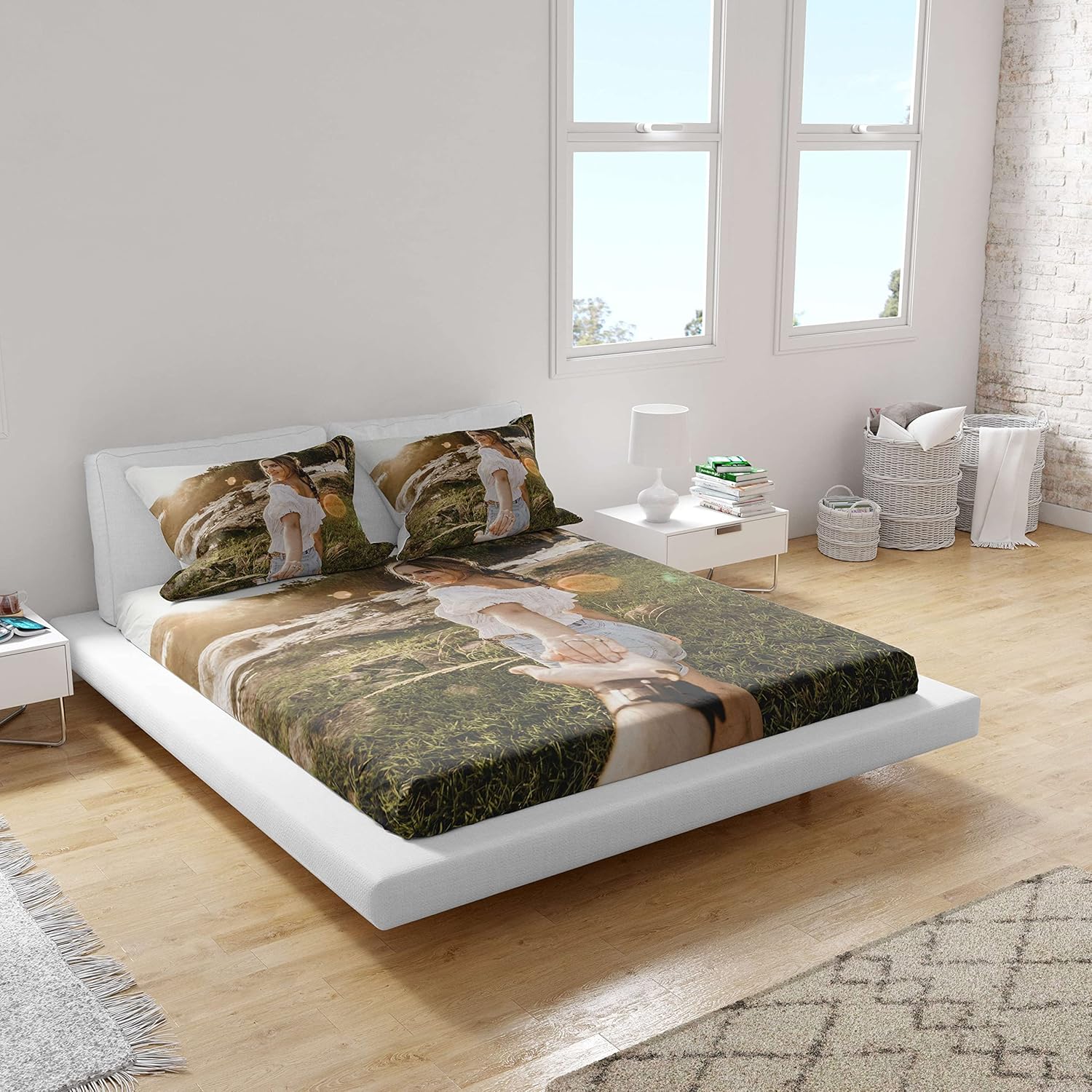 Sábana bajera personalizada con fotos, diseña tu propia sábana bajera, tamaño personalizado, funda de cama personalizada, bolsillo profundo para