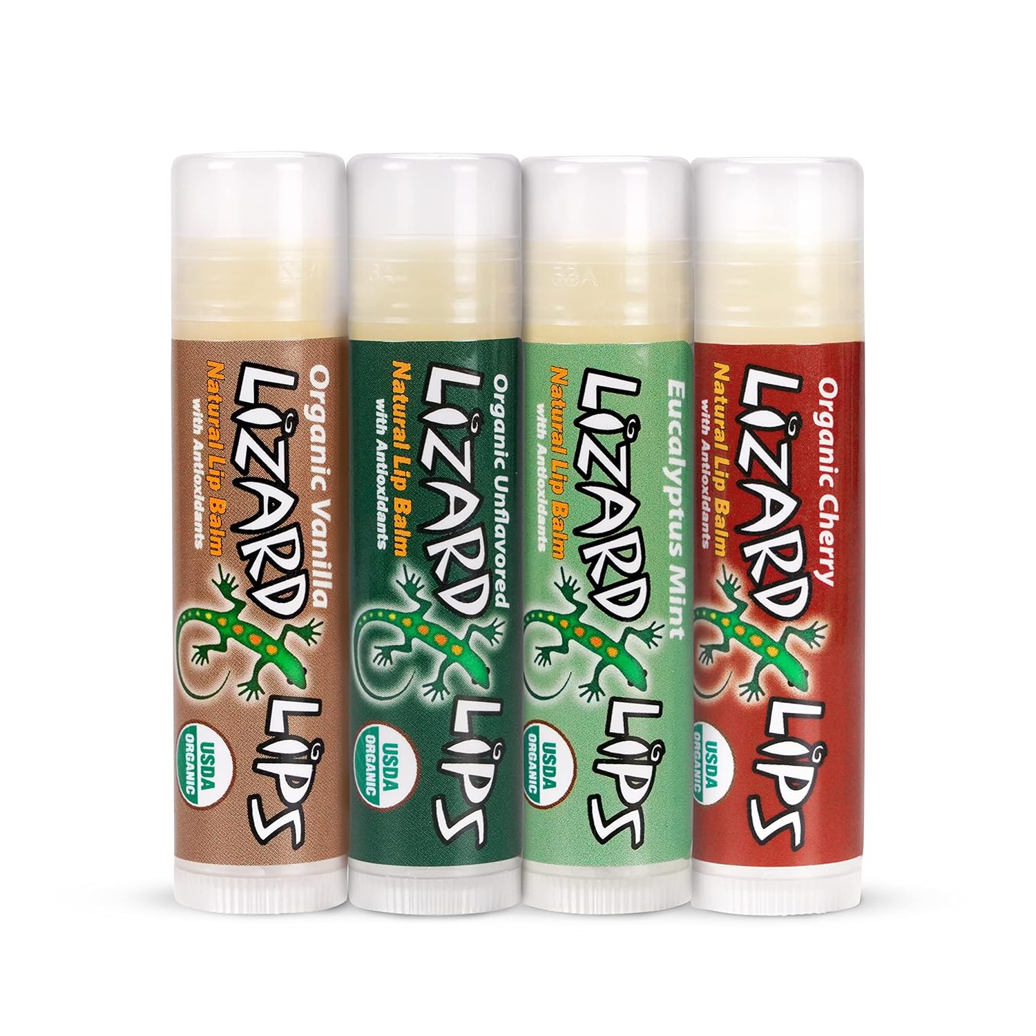 Lizard Lips Certificado orgánico USDA – Paquete variado de 4 sabores