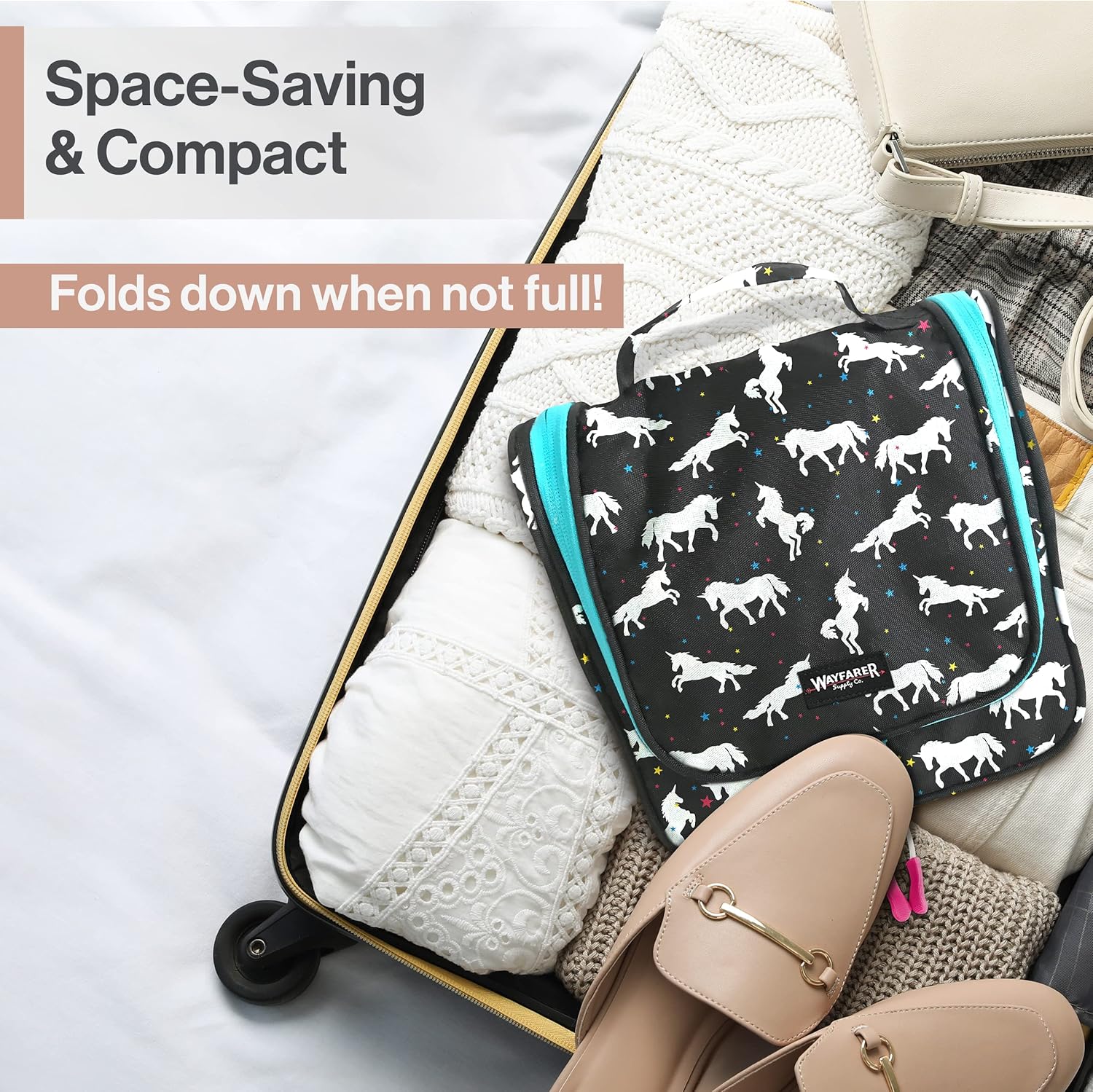 Wayfarer Supply – Neceser de viaje grande para mujeres y hombres, organizador de cosméticos de viaje colgante para artículos de tocador, suministros