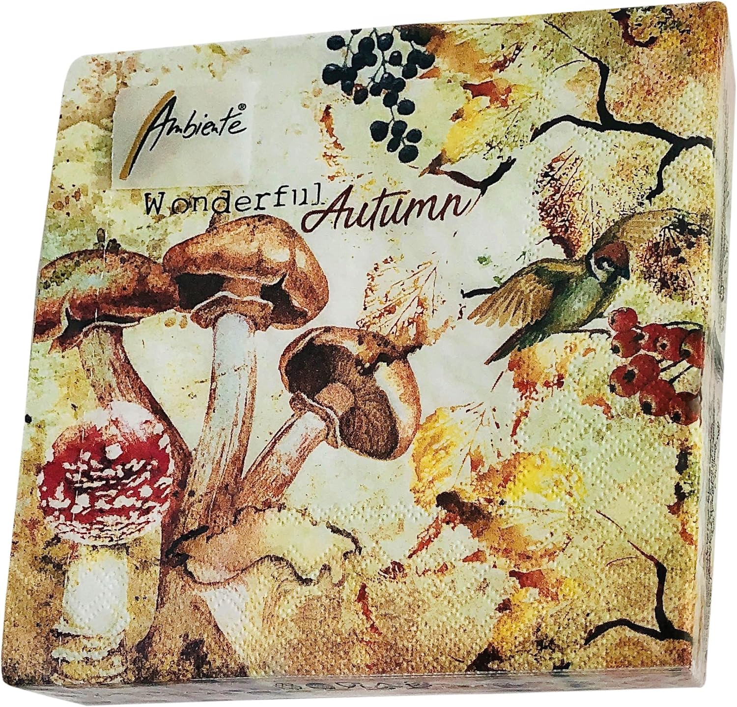 Servilletas de hongos de 13 x 13 pulgadas para Decoupage, servilletas de papel de Acción de Gracias, servilletas de papel desechables de otoño,