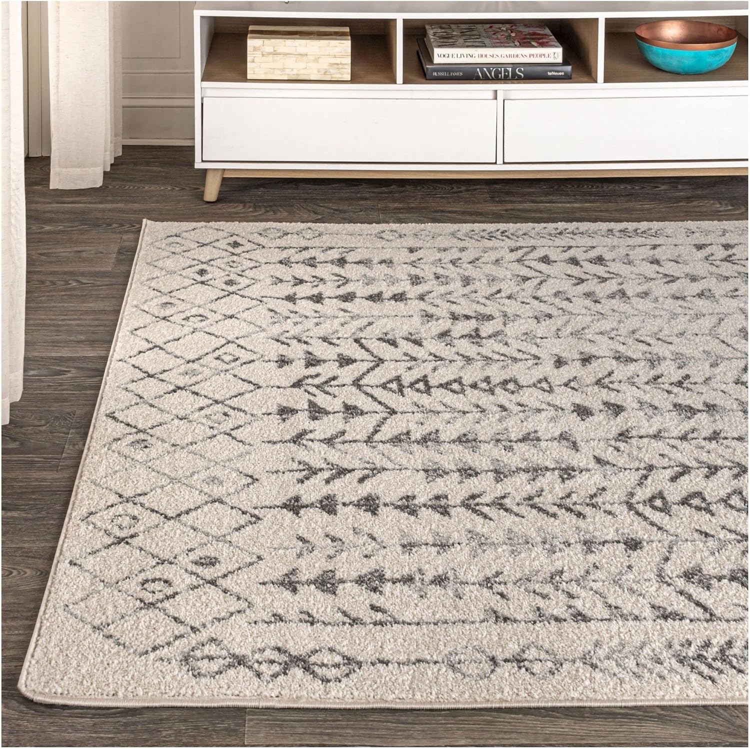 JONATHAN Y MOH210B-3 Ziri – Alfombra marroquí geométrica para interiores, estilo granja, bohemio, minimalista, fácil de limpiar, para dormitorio,
