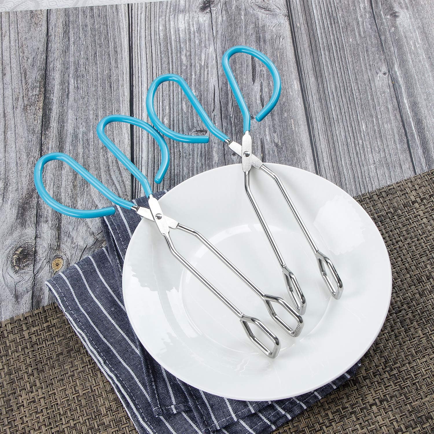 MSY BIGSUNNY – Pinzas de tijera de acero inoxidable de 10 pulgadas, pinzas para alimentos de cocina con mango antideslizante, agarre cómodo, pinzas