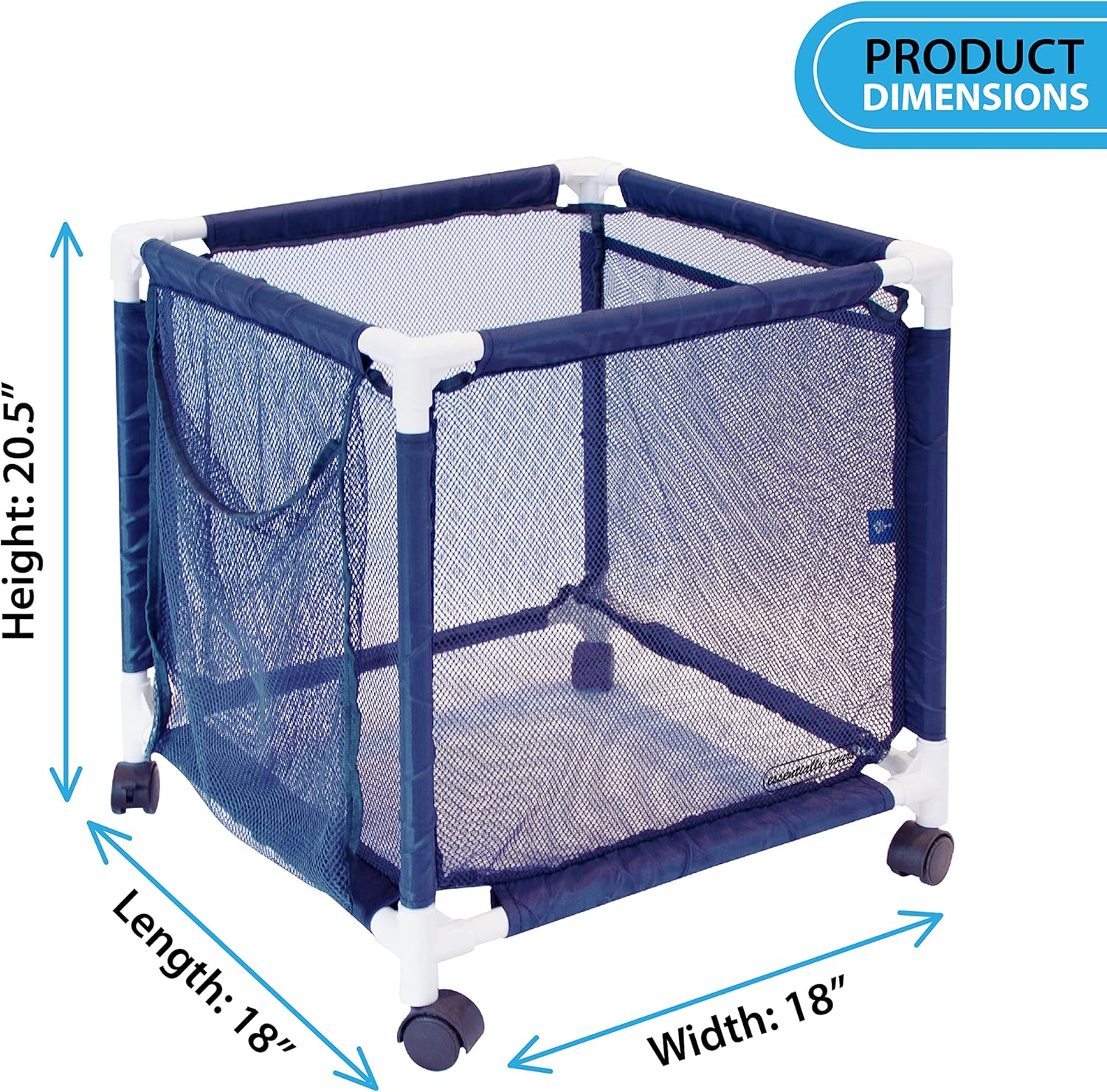 Essentially Yours Cubo organizador pequeño con ruedas para piscina, (18 pulgadas de ancho x 18 pulgadas de largo x 20 pulgadas de alto), estilo