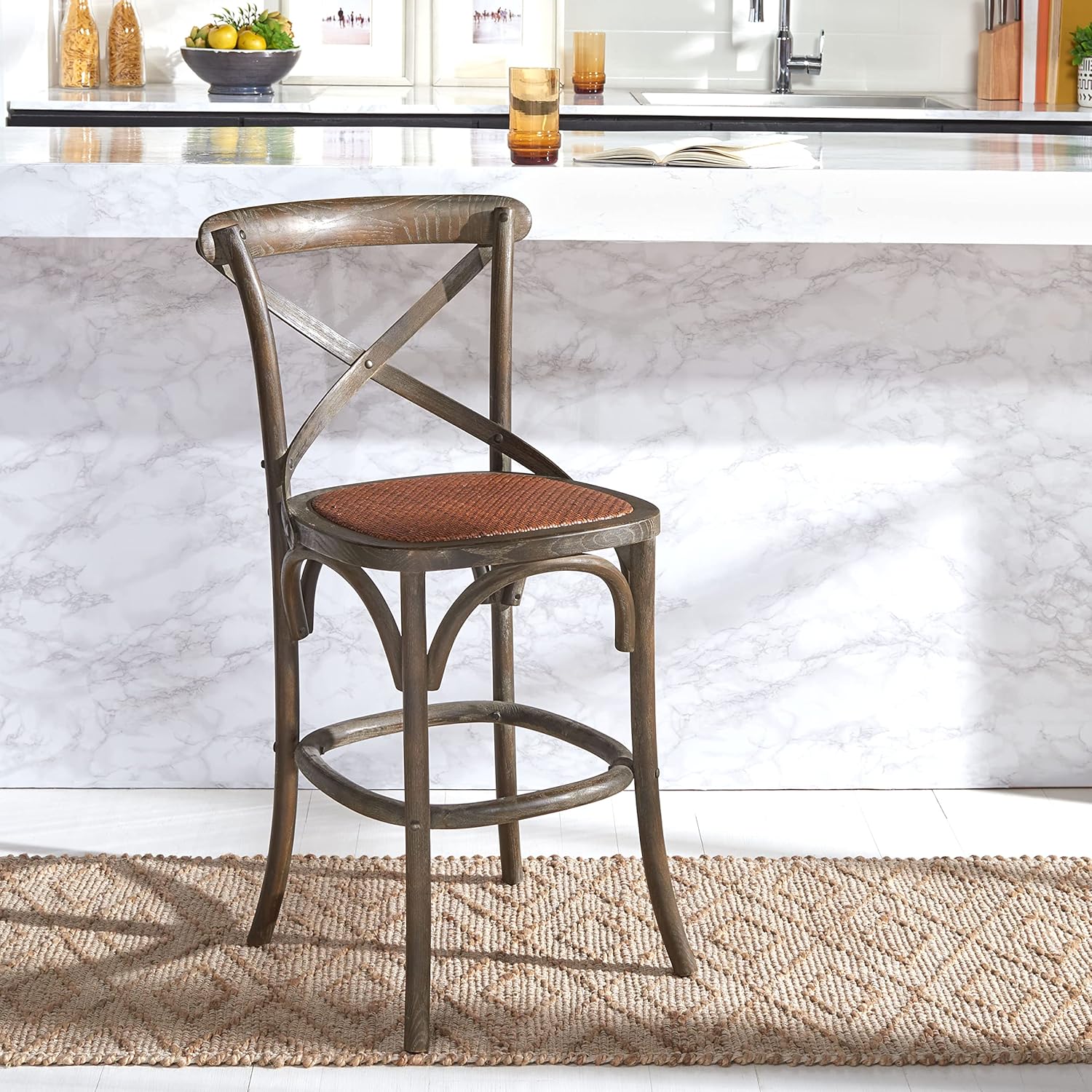 Safavieh Home Collection Franklin Weathered Grey Taburete para mostrador de 24 pulgadas (totalmente montado)