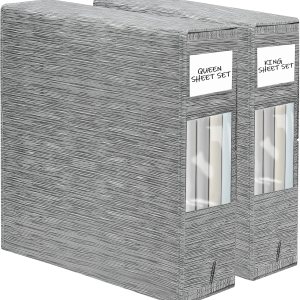 Organizadores plegables de sábanas y almacenamiento de 2 unidades (tamaño Queen o King), organizador de almacenamiento de sábanas para armario de Organizadores plegables de sábanas y almacenamiento de 2 unidades (tamaño Queen o King), organizador de almacenamiento de sábanas para armario de