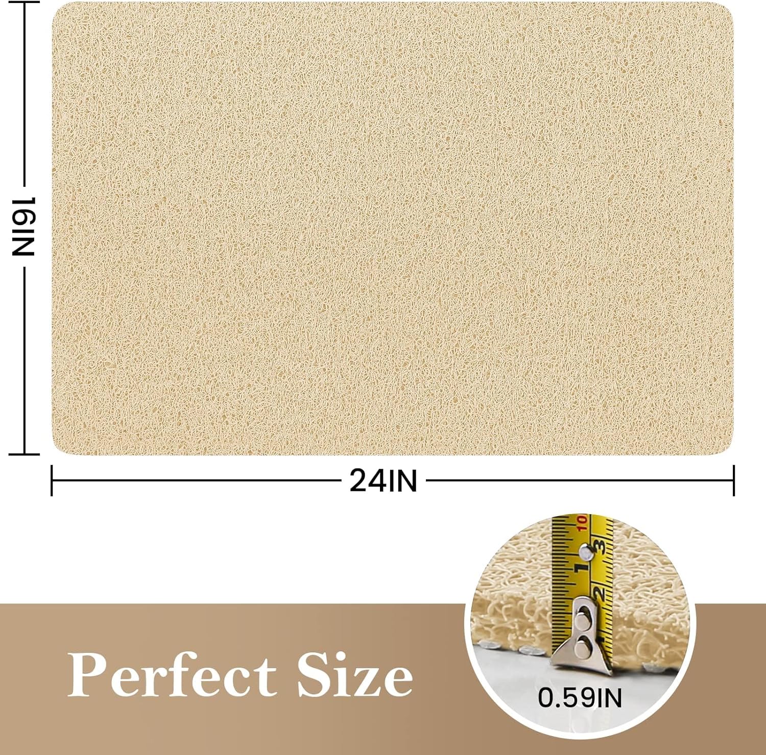 Tapete de ducha antideslizante, 24 x 16 pulgadas, tapete suave con drenaje, tapete de baño de lufa de PVC (sin ftalatos) para bañera y baño, secado