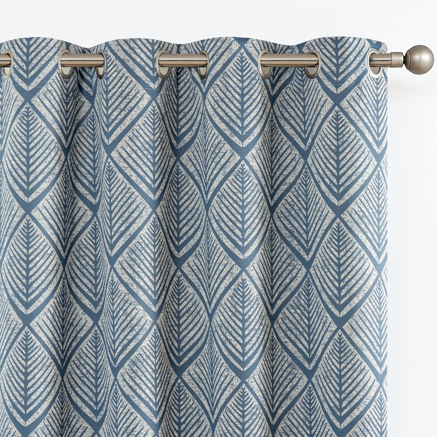 COLLACT Cortinas 80% de opacidad para dormitorio, cortinas con patrón geométrico azul, 63 pulgadas de largo, para oscurecer la sala de estar, con
