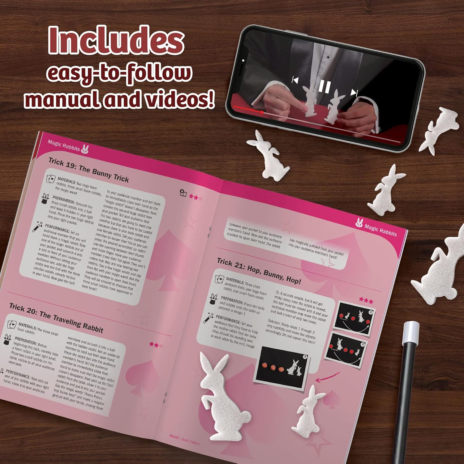 Thames & Kosmos Magic Gold Edition Juego con 150 trucos Manual de instrucciones a todo color de 96 páginas 42 accesorios Tutoriales en video - Imagen 5