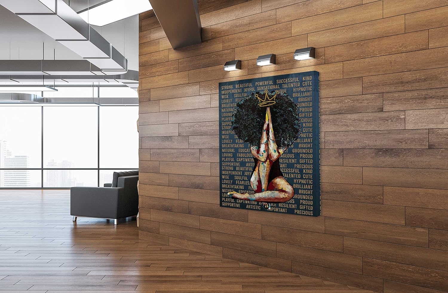 Lienzo mágico para pared de Black Girl, obra de arte de pared afroamericana enmarcada para sala de estar, dormitorio, oficina o decoración del