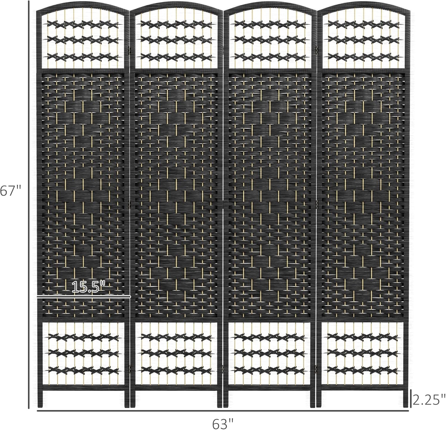 HOMCOM Divisor de habitación de 4 paneles, pantalla de privacidad plegable, separador de habitación de 5.6 pies, divisor de pared de división