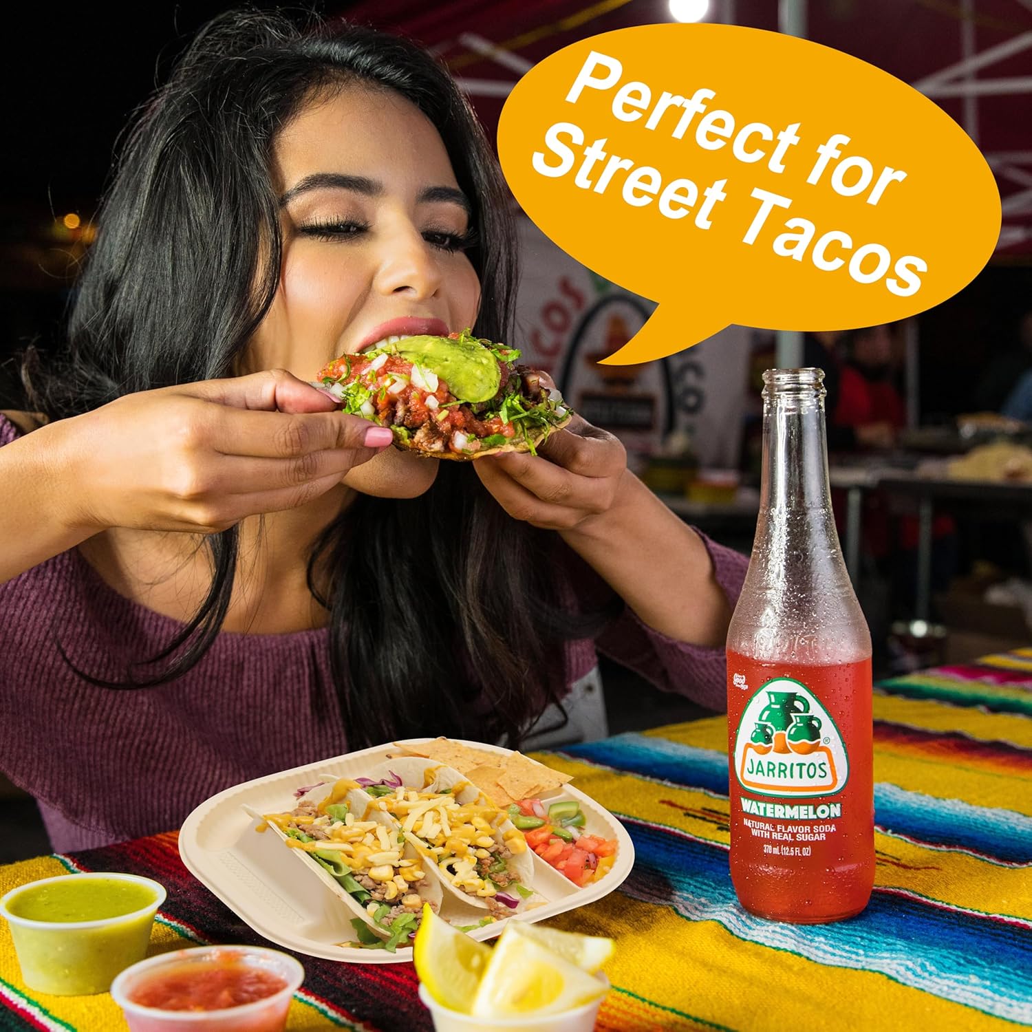 50 platos desechables pequeños para tacos para fiestas, soportes para tacos de almidón de maíz con 2 áreas de inmersión, capacidad para 2 tacos,